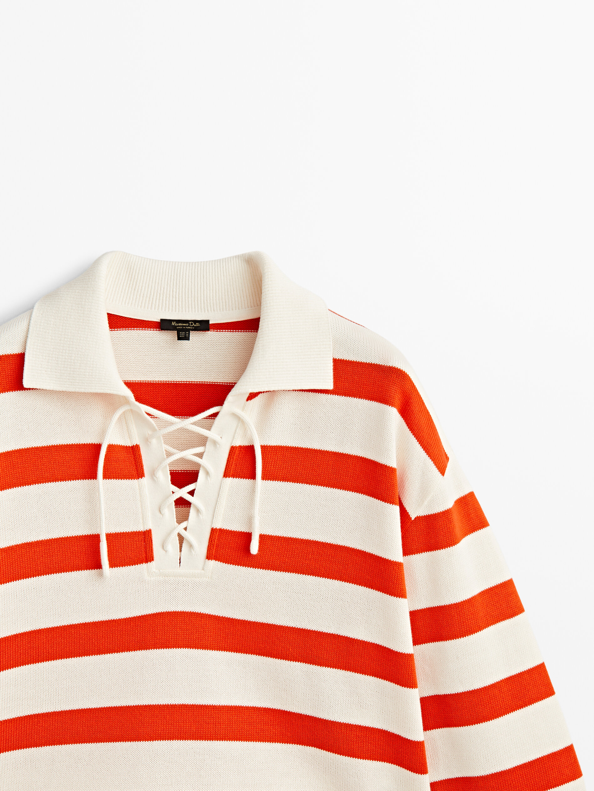 Sudadera rayas cuello polo tiras cruzadas - ROJO