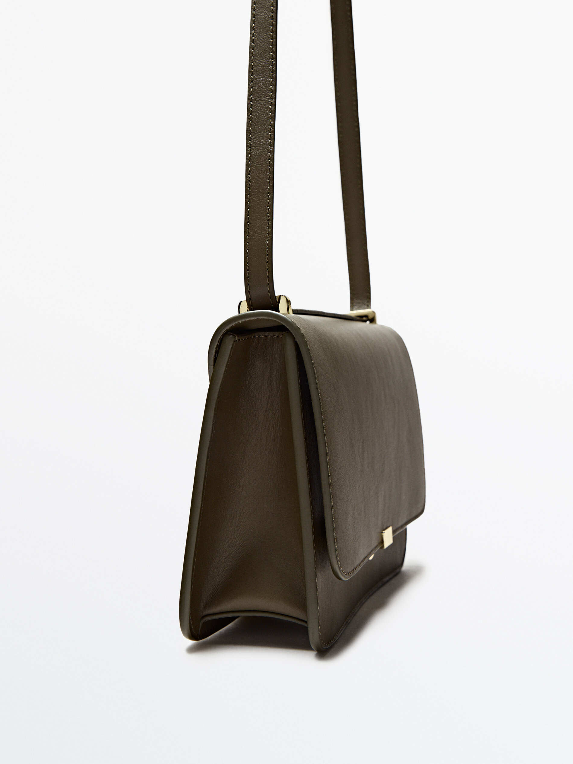 Bolso bandolera rectangular piel - KAKI