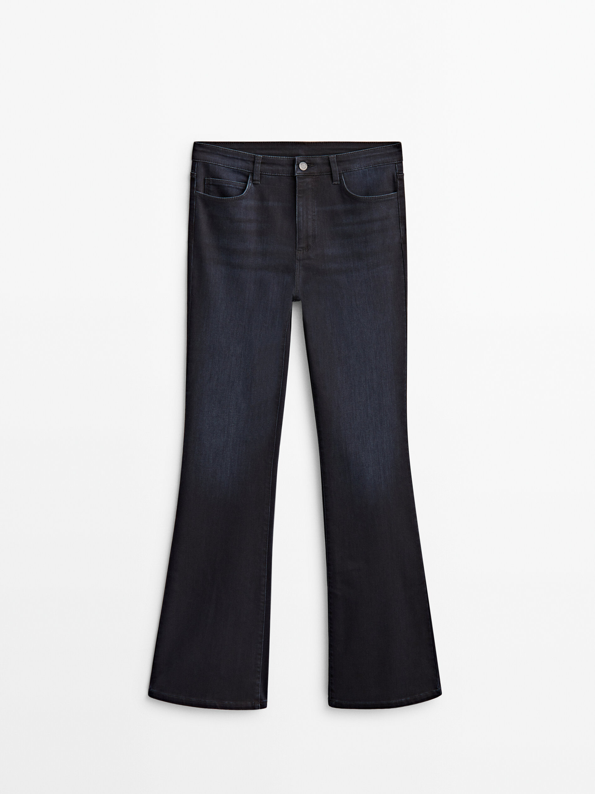 Pantalón vaquero tiro alto skinny flare - Azul oscuro