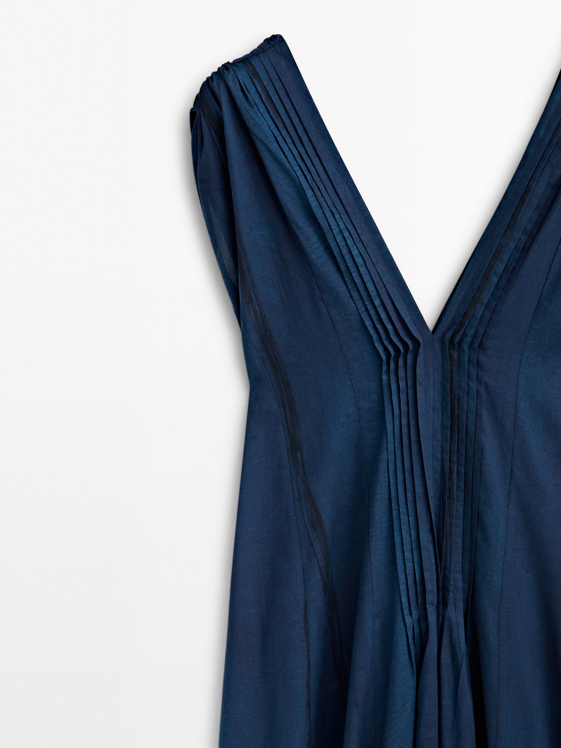 Vestido estampado detalle jaretas - AZULÓN