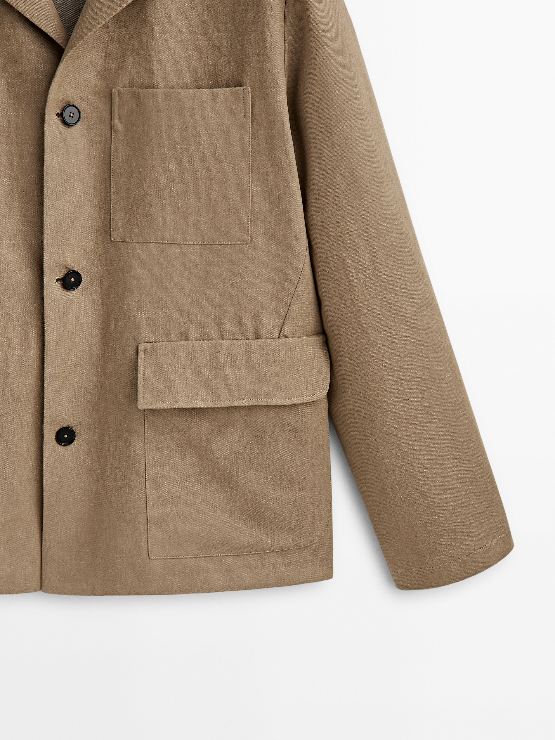 Sobrecamisa mezcla algodón lino bolsillos -Studio - Lavado