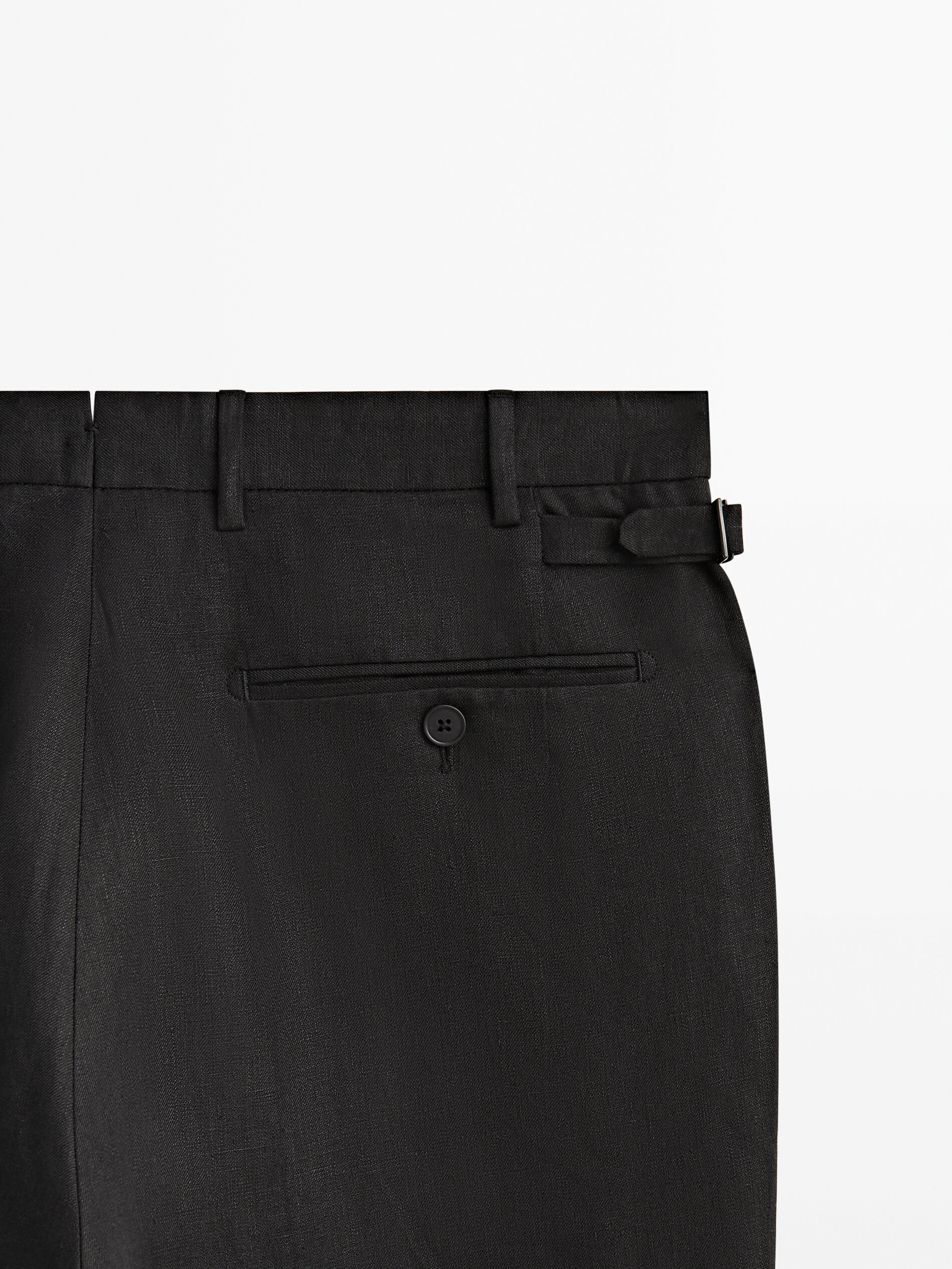 Pantalón traje negro lino - NEGRO