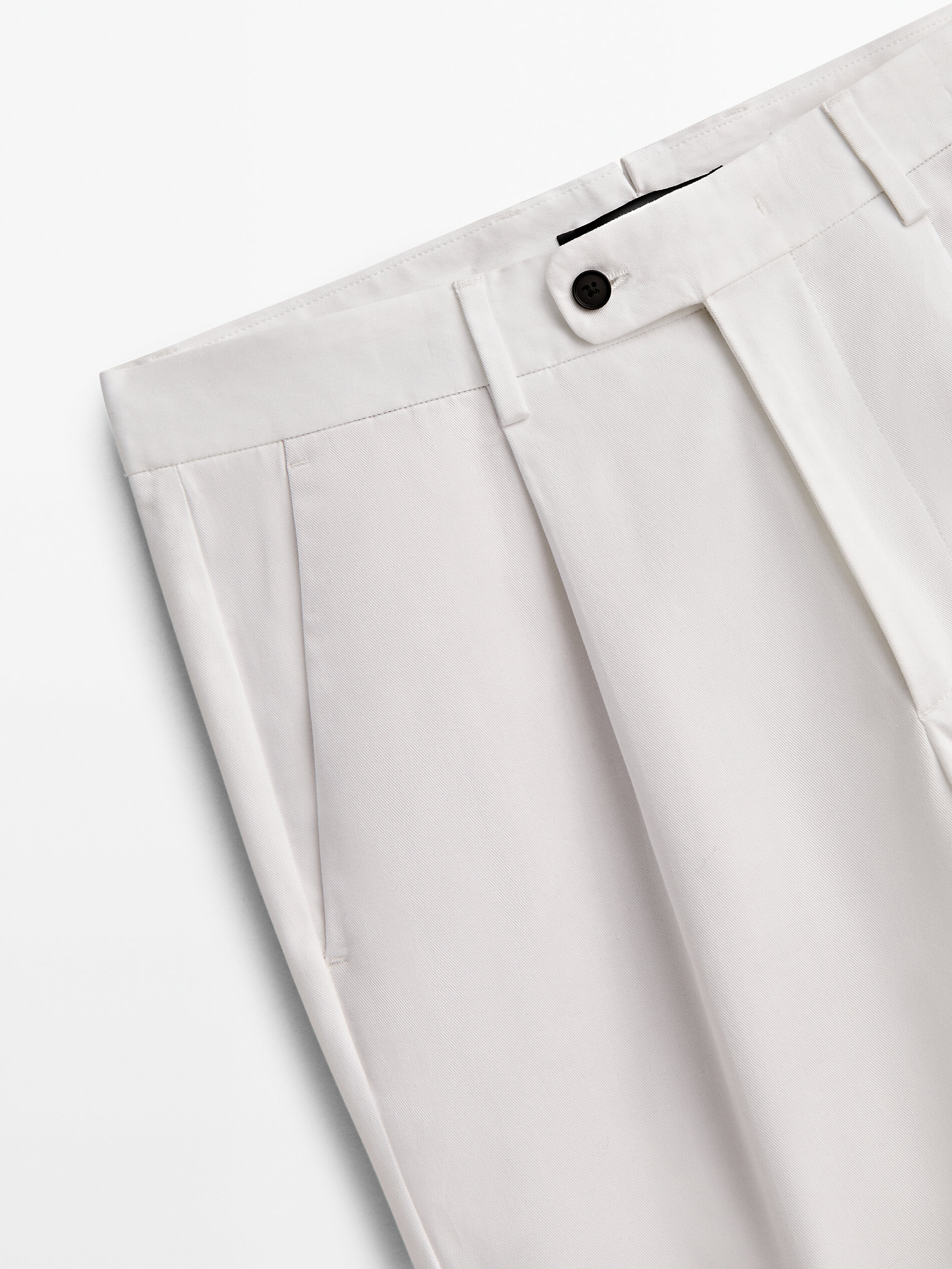 Pantalón pinzas tapered fit -Studio - BLANCO