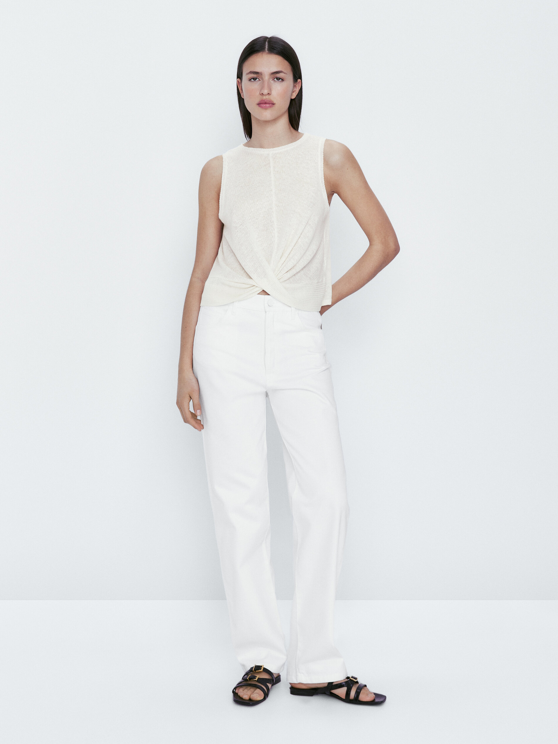 Top lino detalle frunces - CRUDO