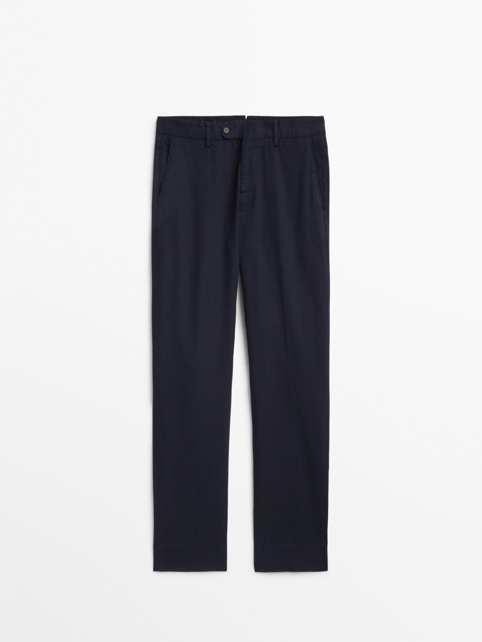 Pantalón chino tintado mezcla algodón cashmere - AZUL MARINO