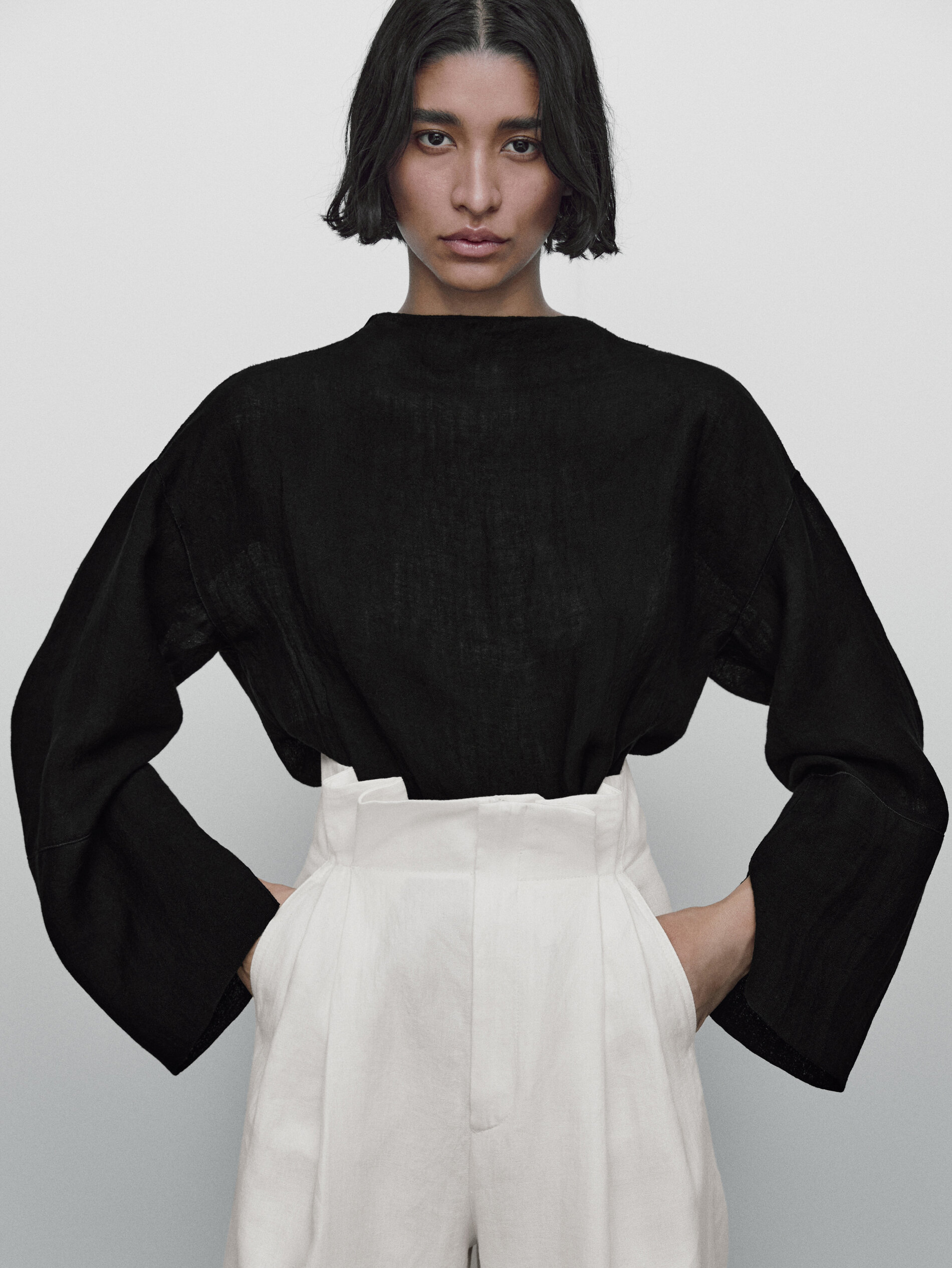 Pantalón paper bag lino Limited edition - BLANCO