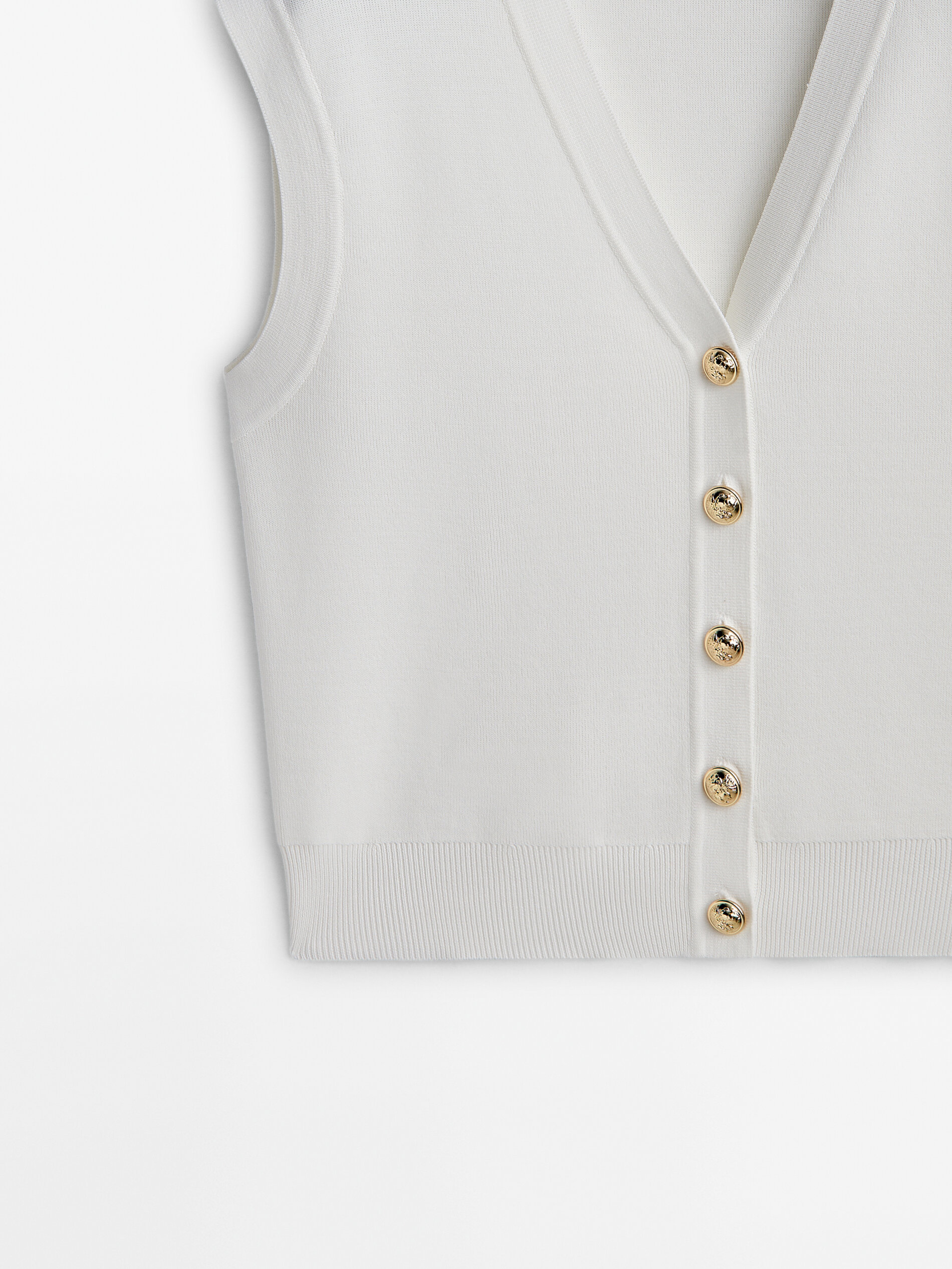 Chaleco punto botones dorados - CRUDO