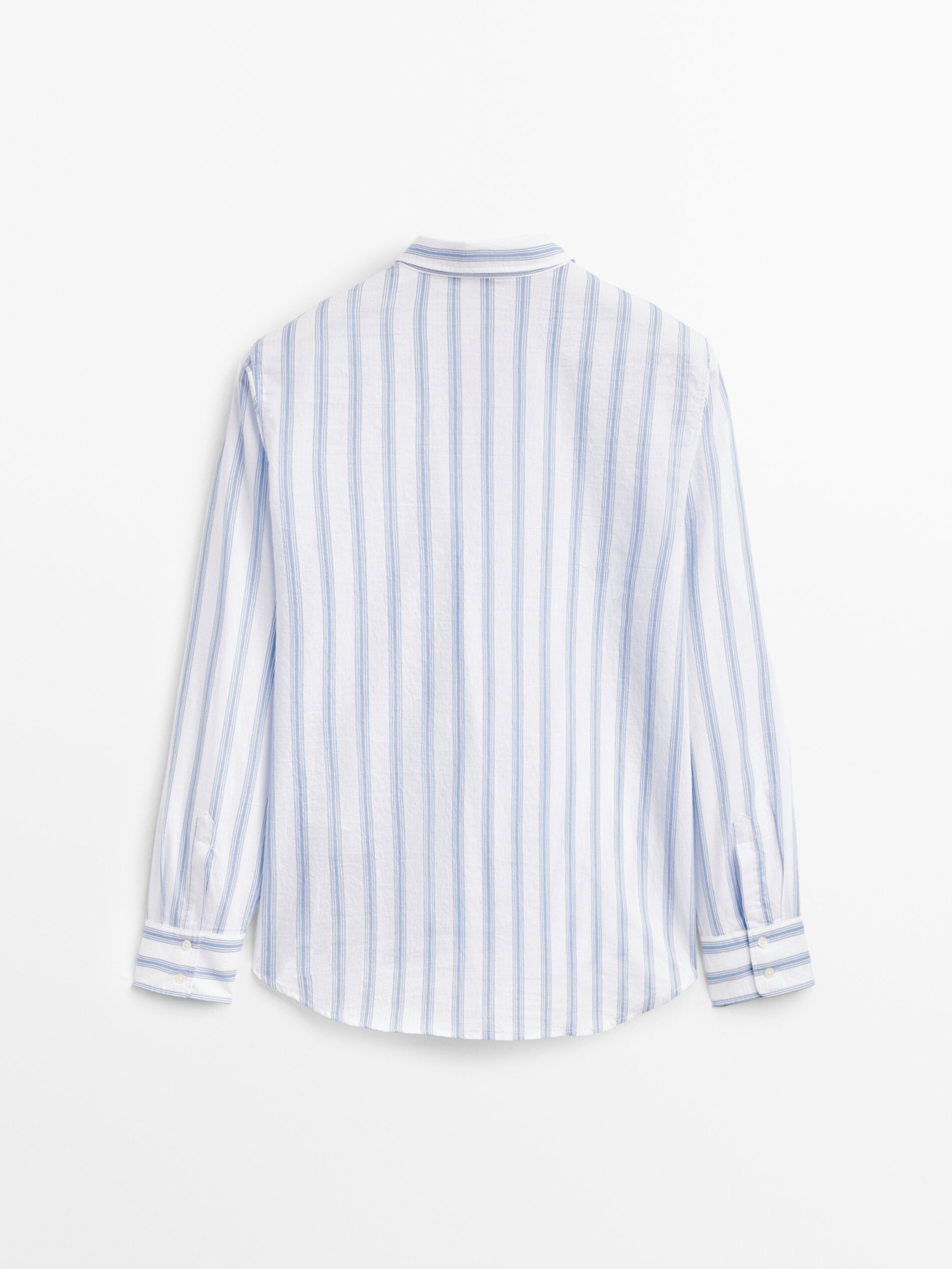 Camisa mezcla algodón doble raya - Azul Claro