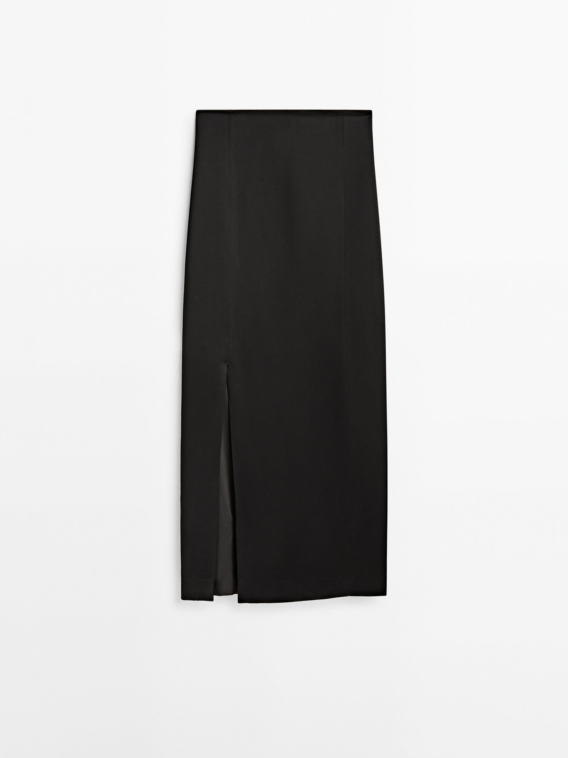 Falda tubo satinada -Studio - NEGRO