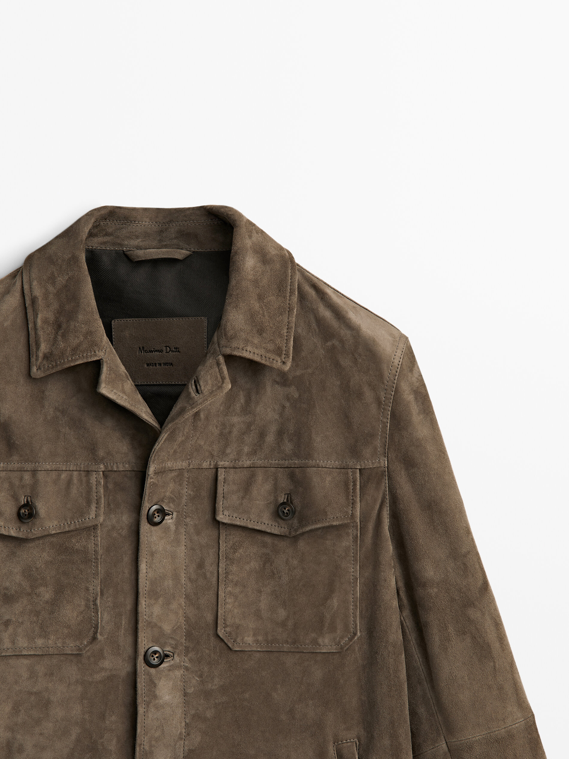 Sobrecamisa de ante con botones - ANTRACITA