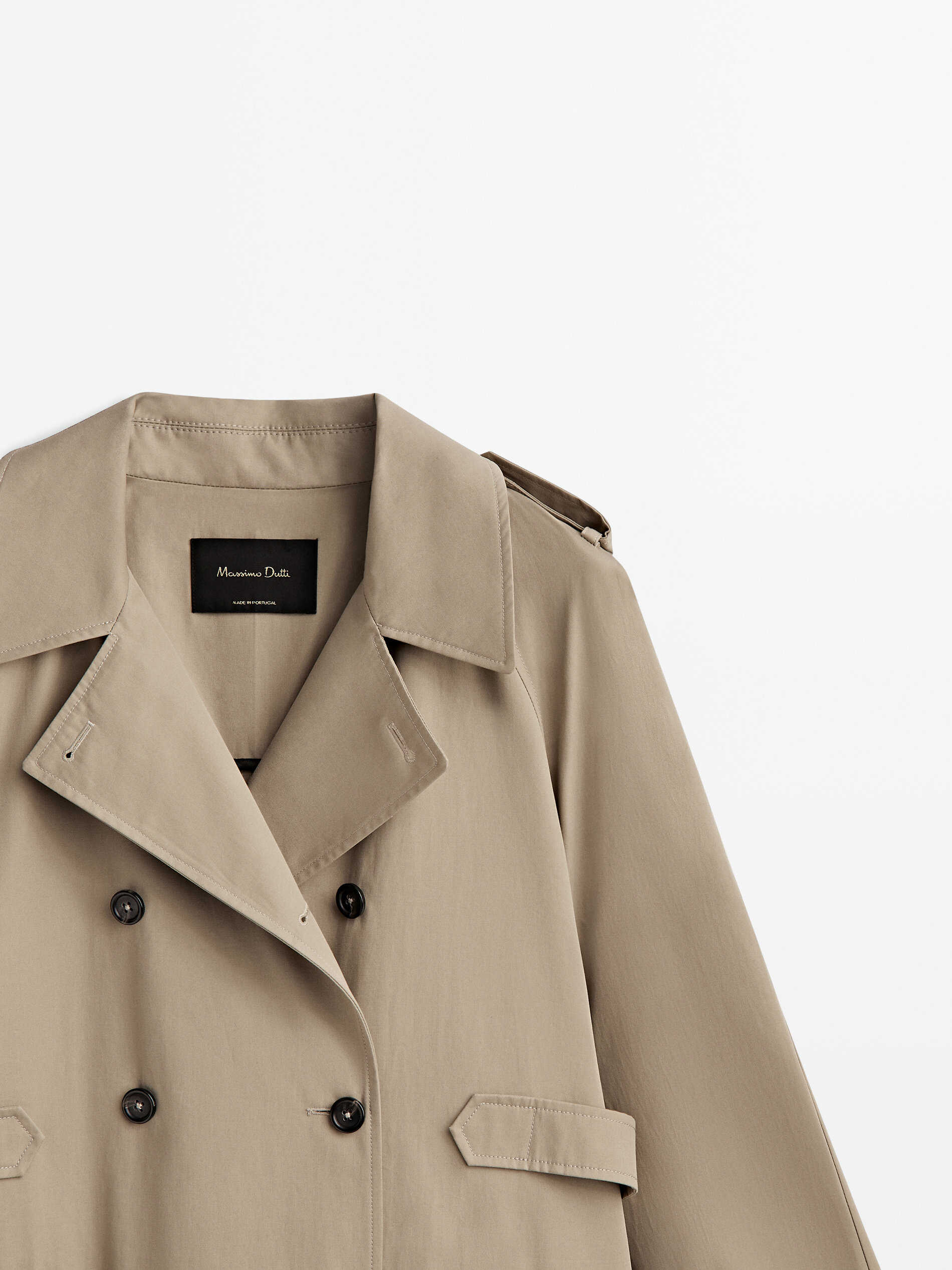 Chaqueta trench algodón detalle hebillas - BEIGE