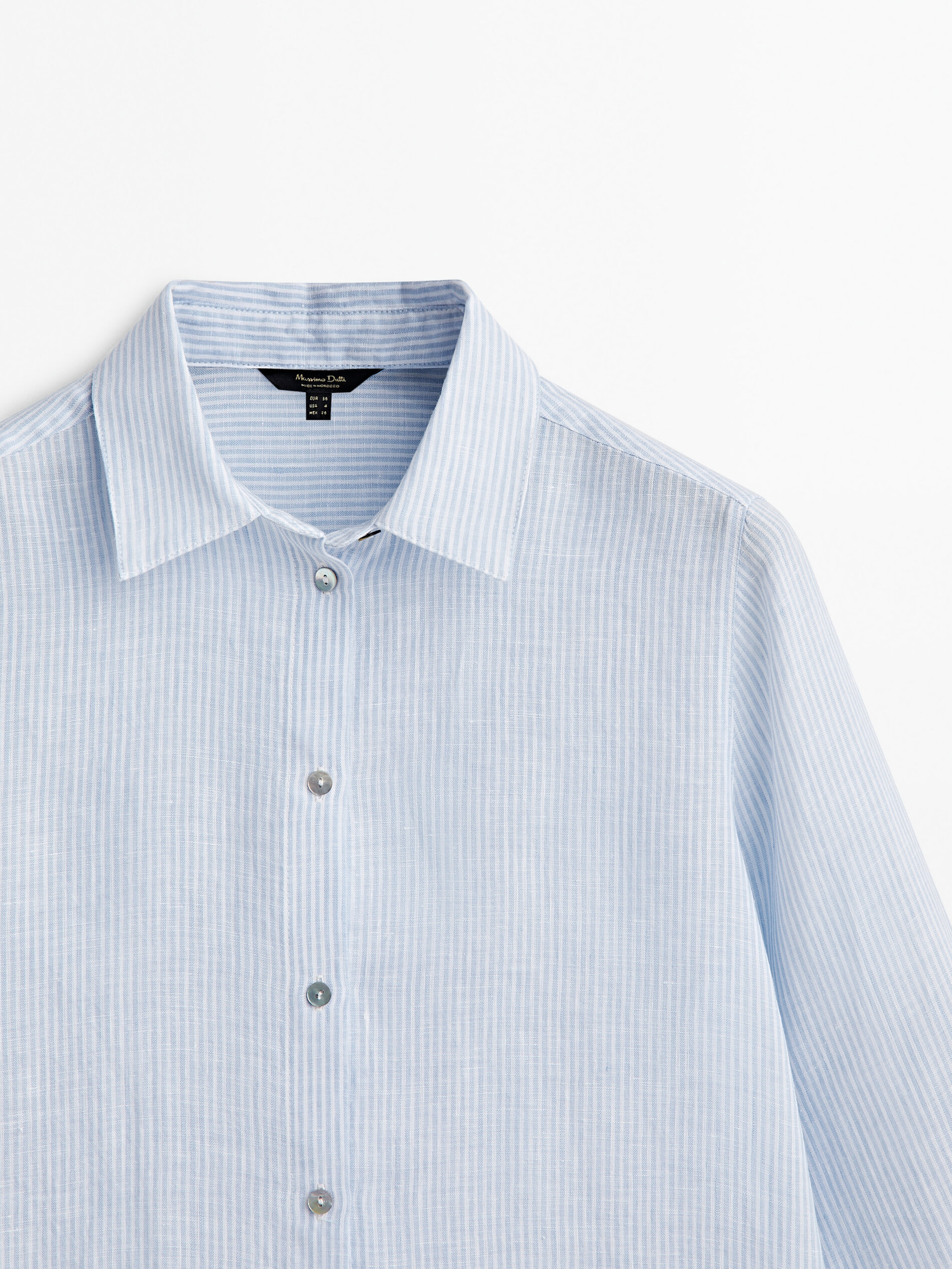 Camisa rayas 100% lino - Azul Claro