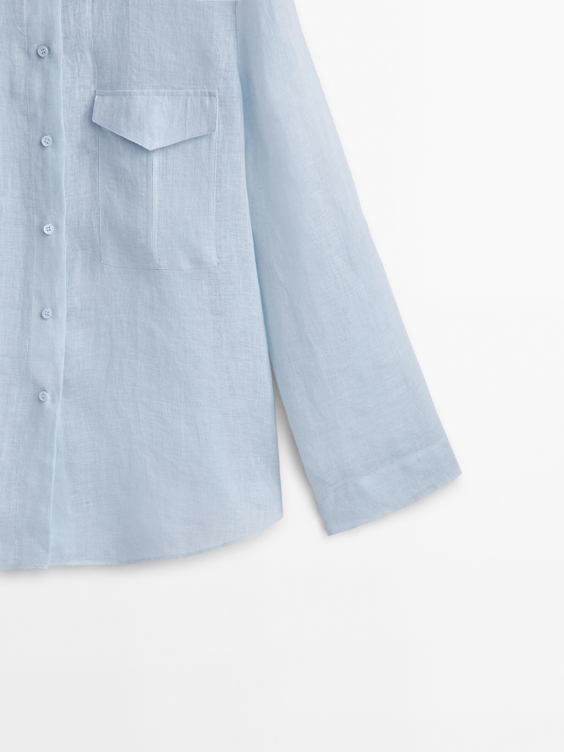 Camisa 100% lino bolsillos - Azul Claro