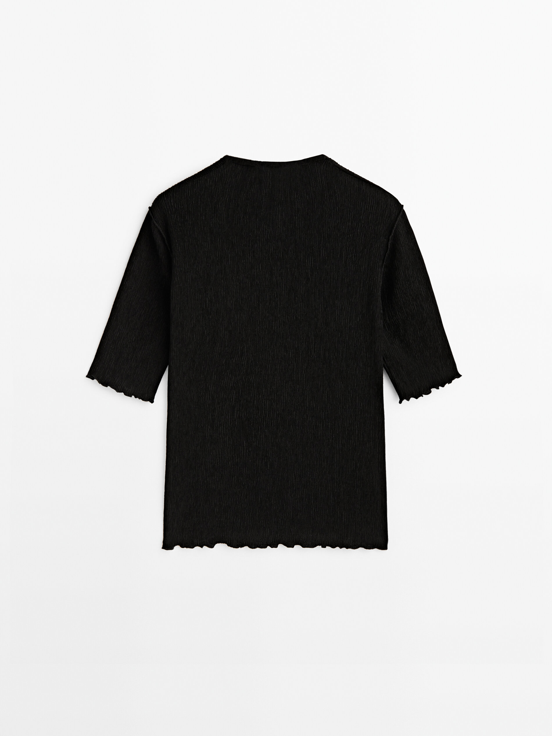 Camiseta nervio central efecto arrugado - NEGRO