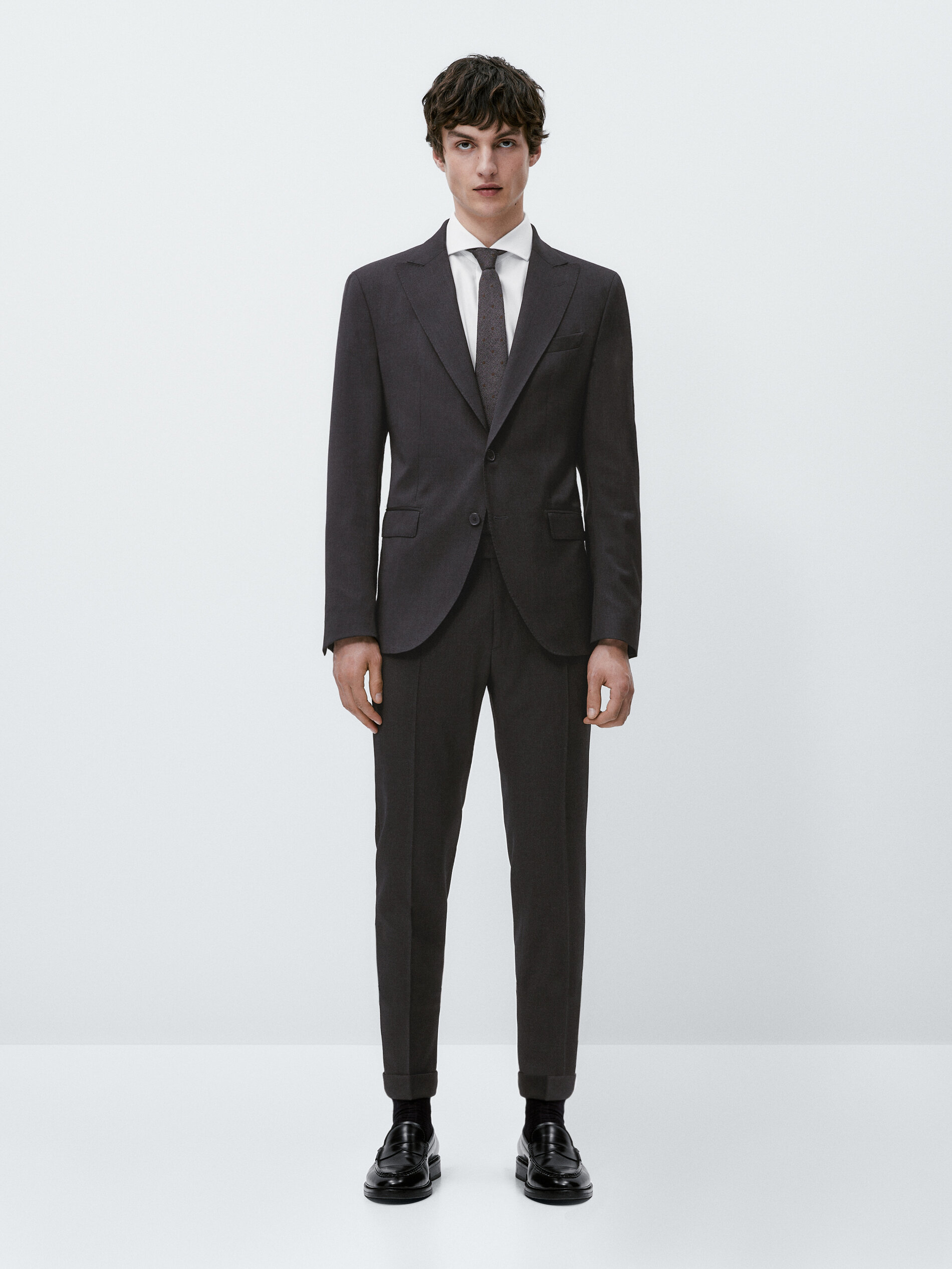 Americana traje lana half canvas gris - MARENGO