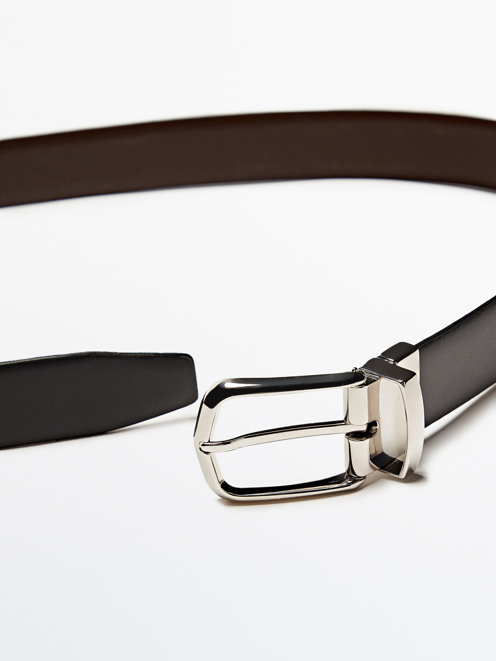 Cinturón reversible de piel - NEGRO