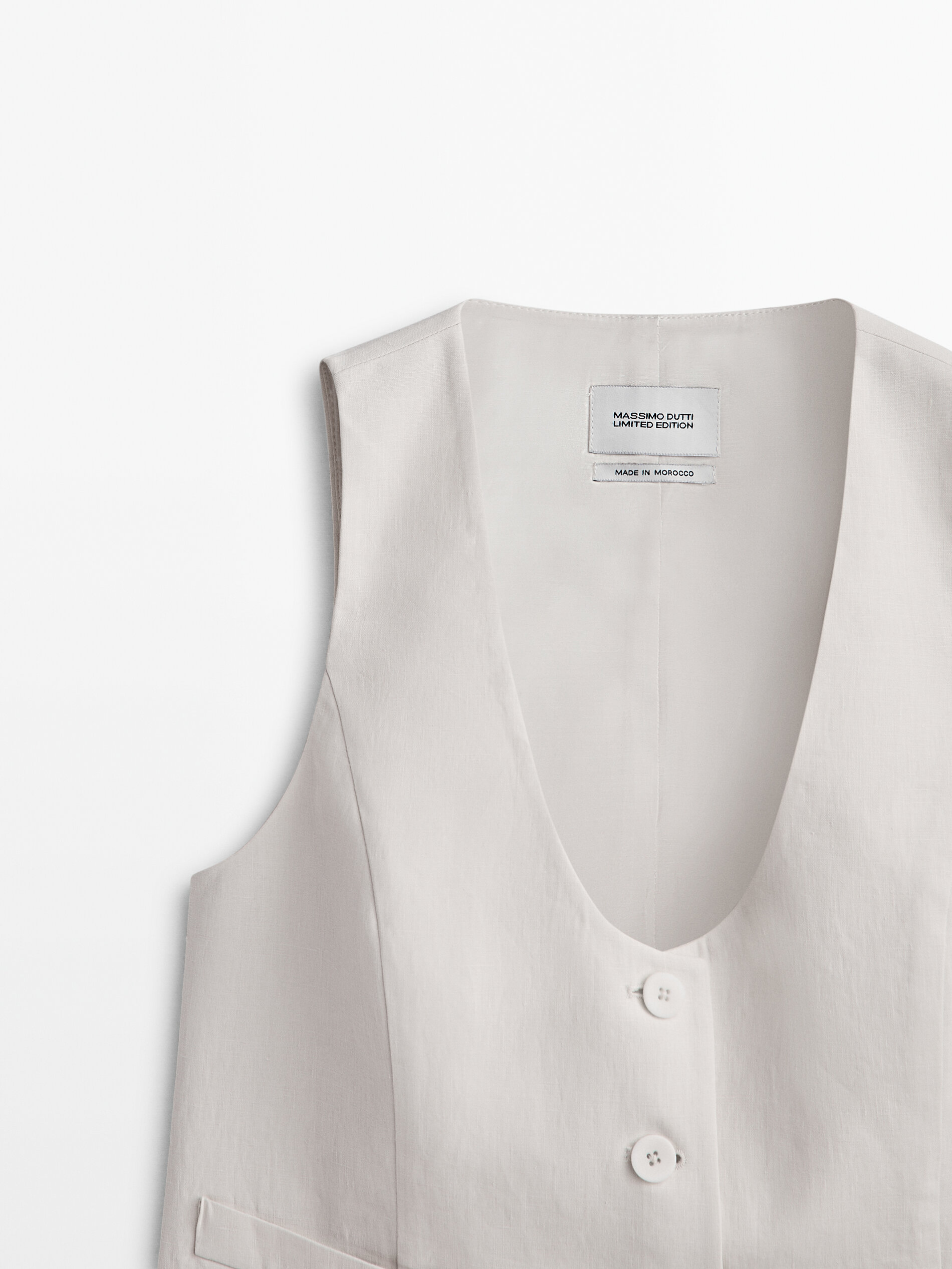 Chaleco corto 100% lino encerado - MARFIL