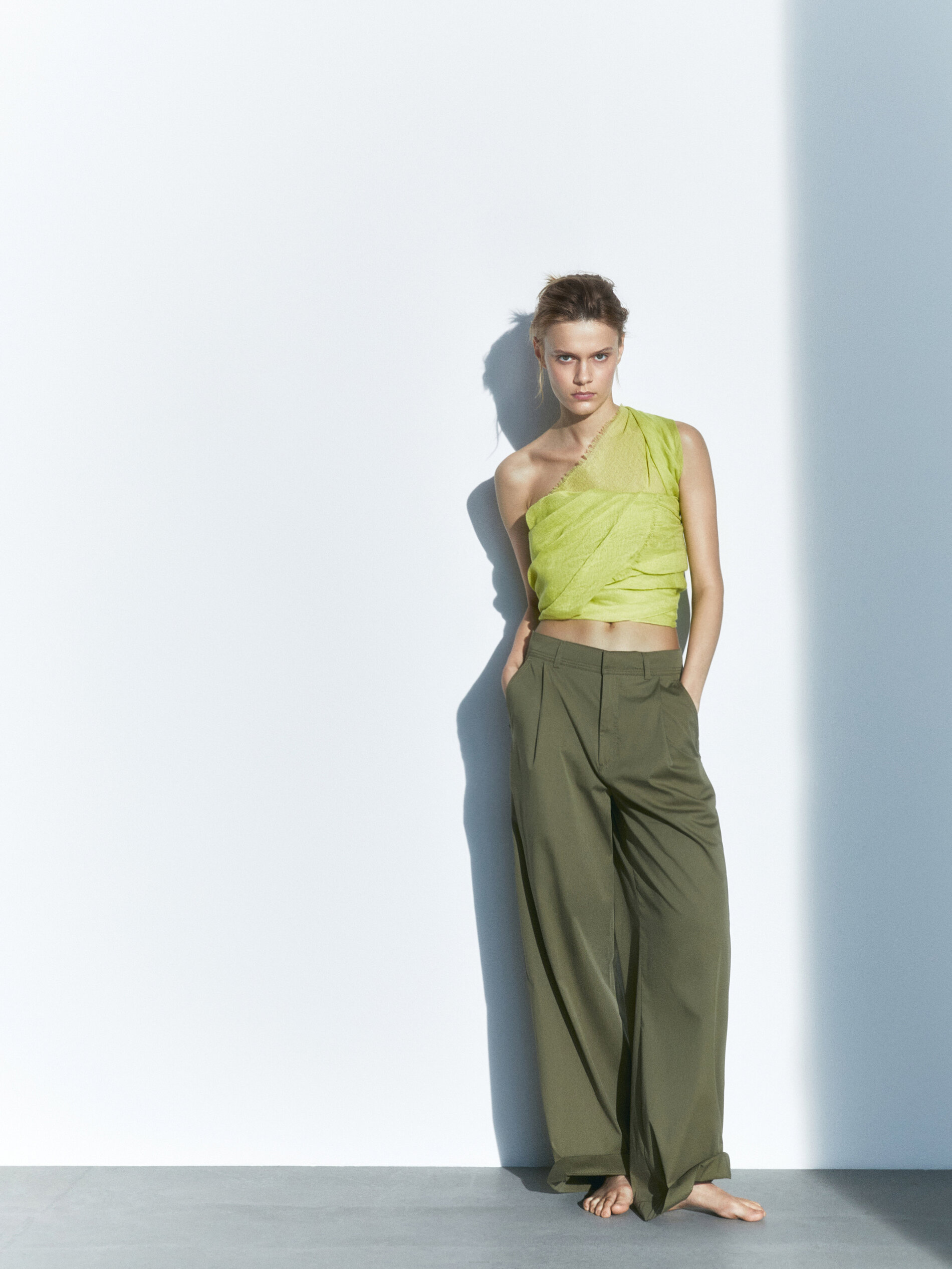 Fular con lino y lana - VERDE