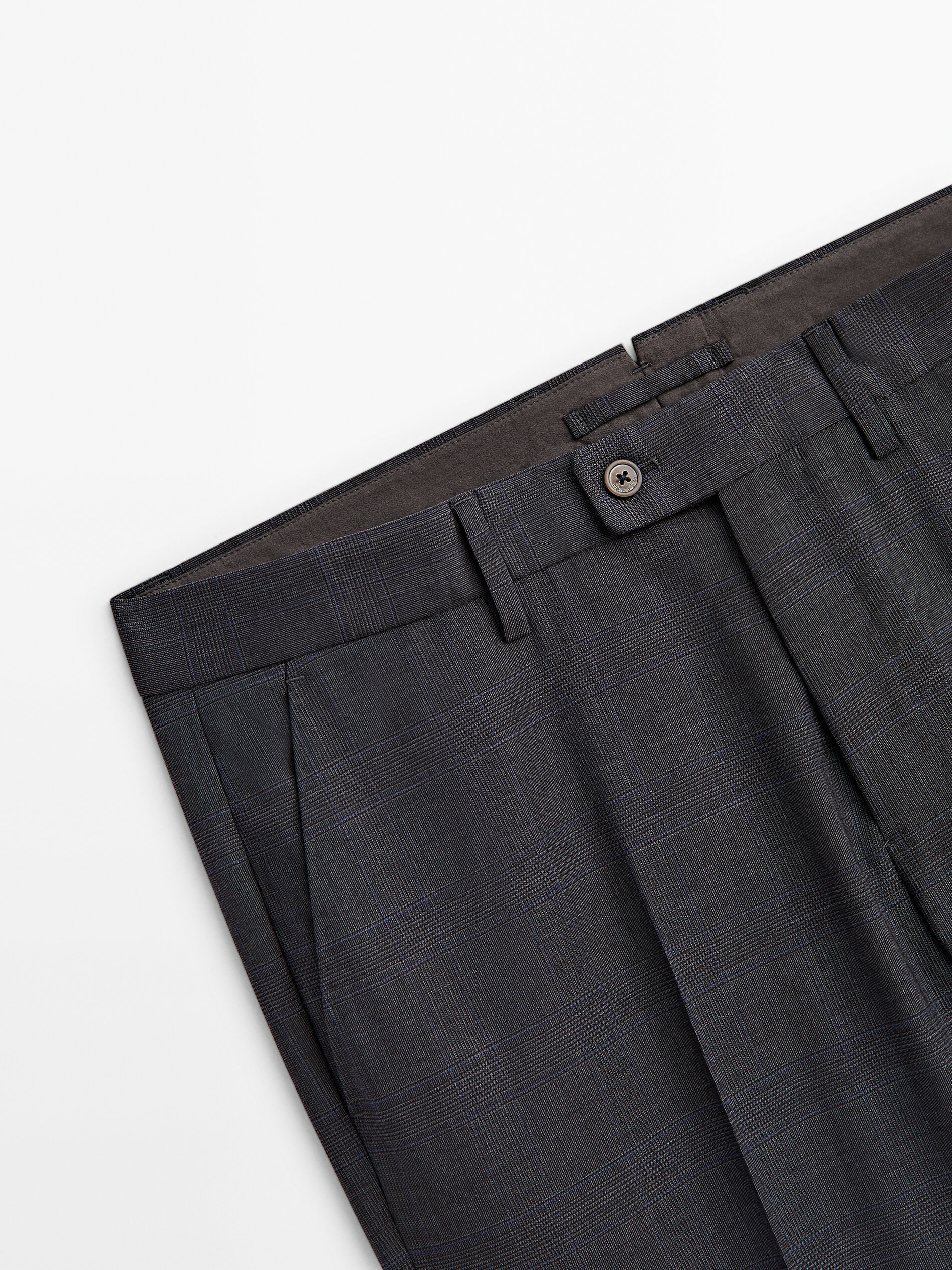 Pantalón traje lana super 120's cuadros - GRIS