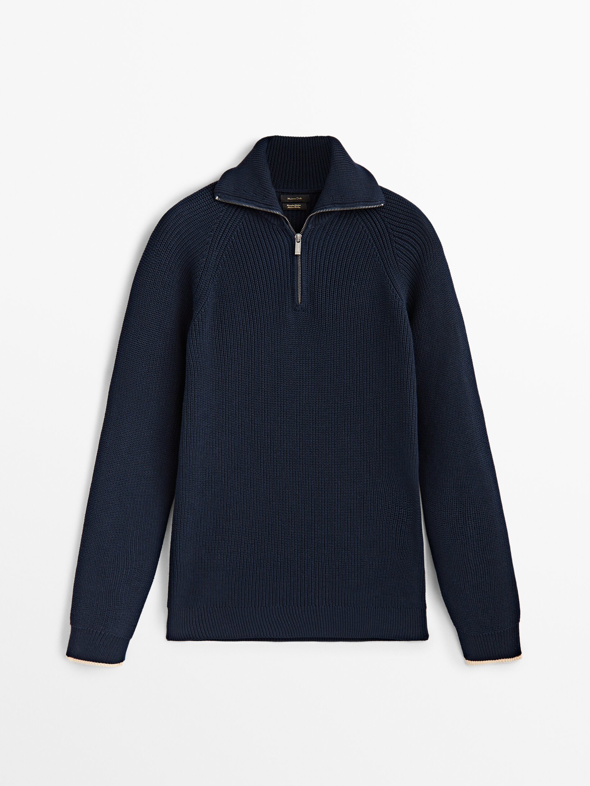 Jersey de punto cuello mock cremallera - AZUL MARINO