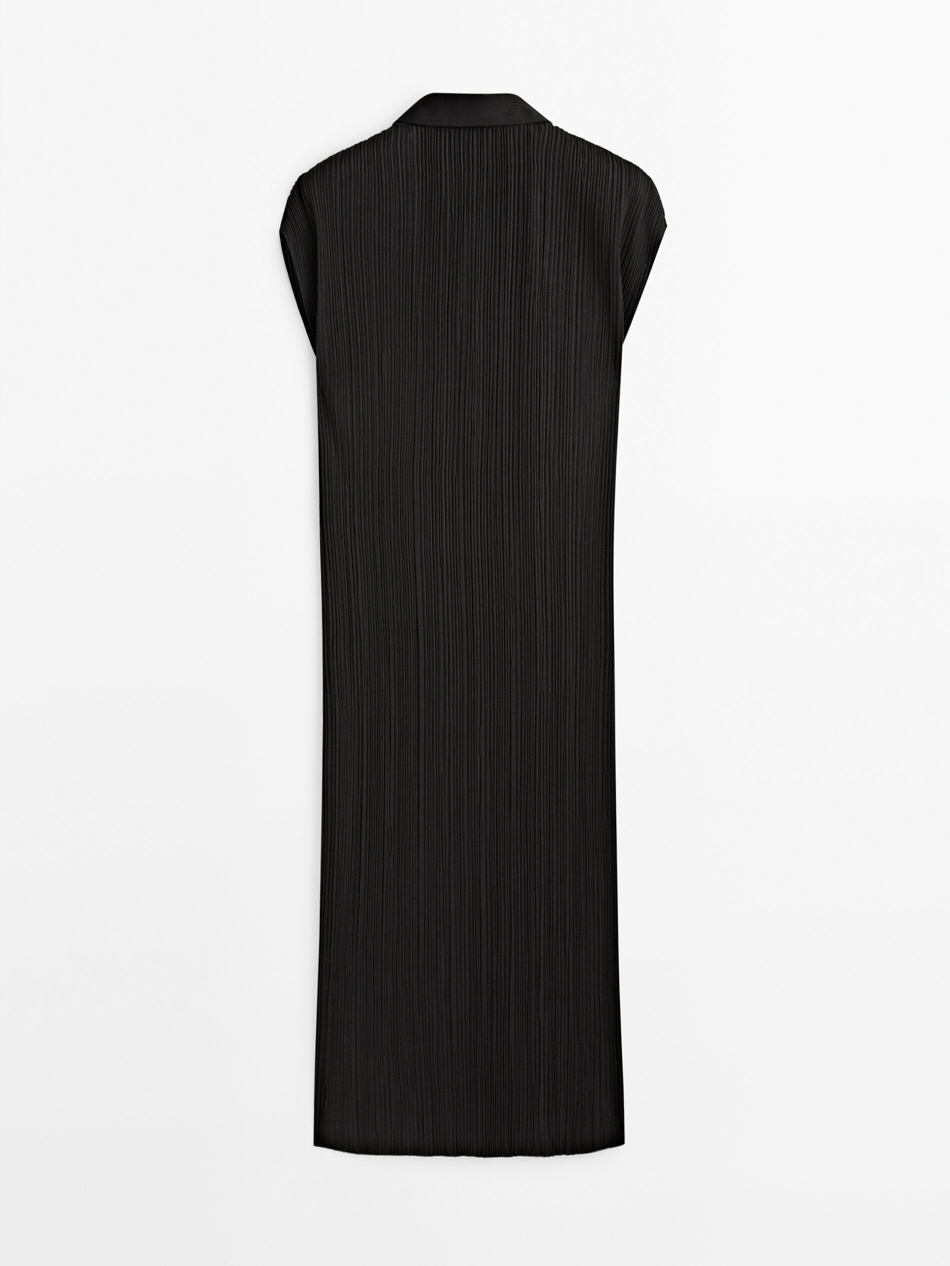 Vestido polo plisado - NEGRO