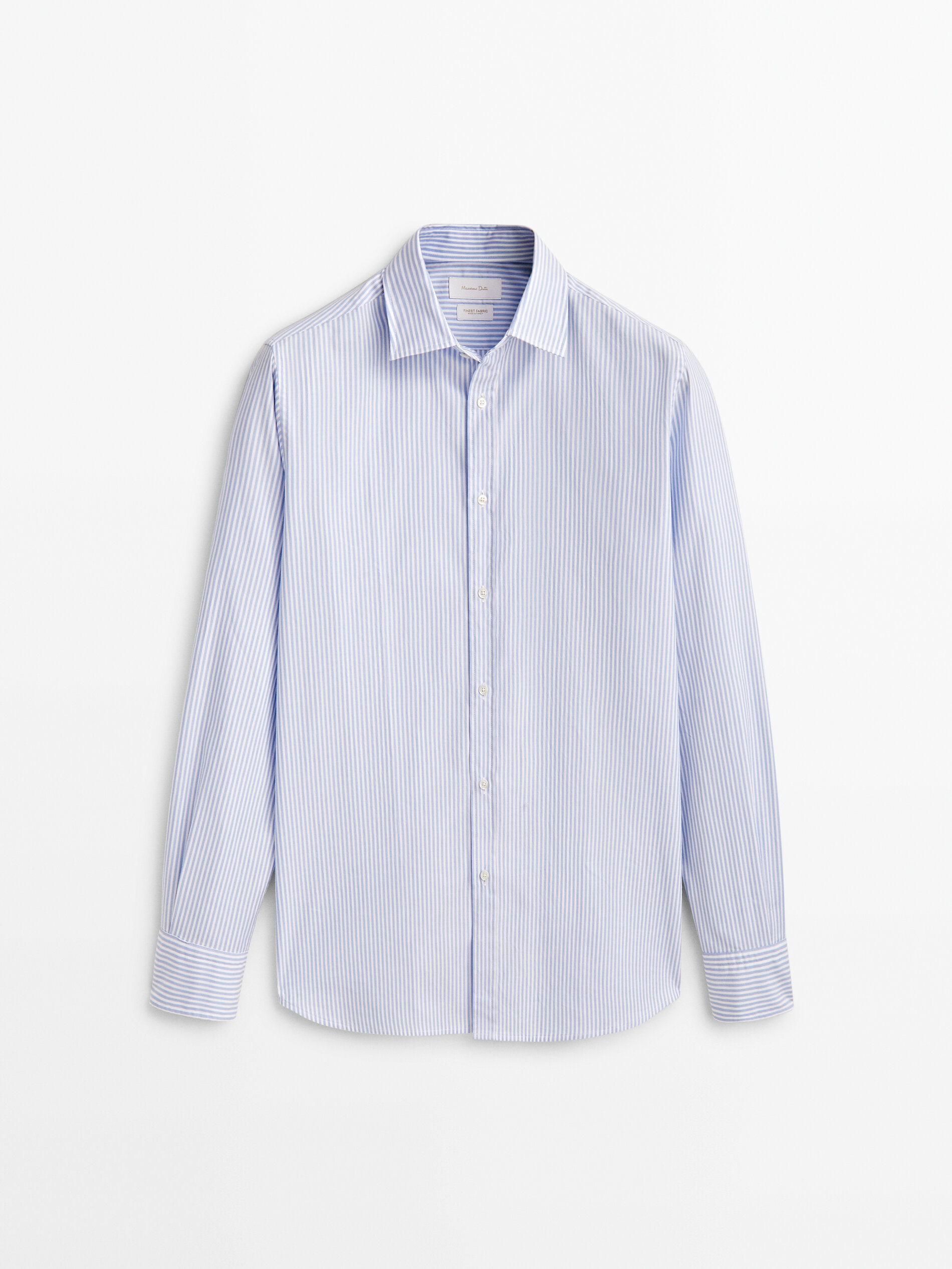 Camisa oxford rayas algodón slim fit - CELESTE