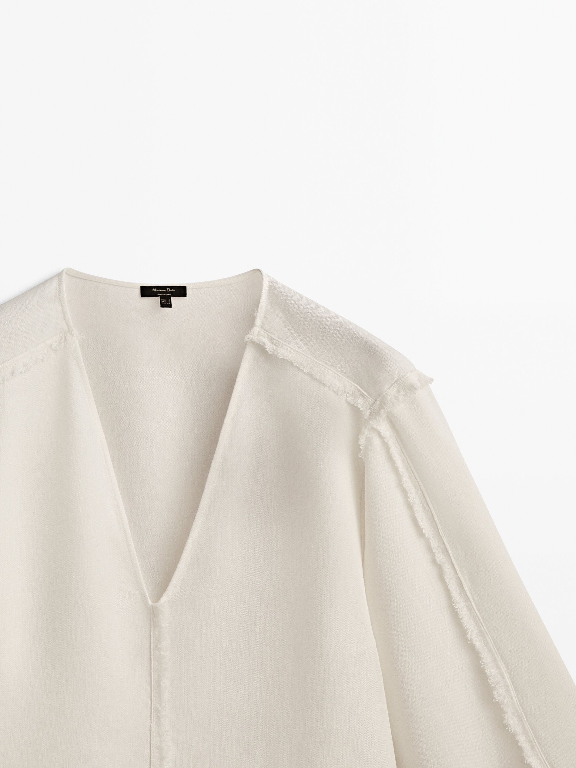 Blusa kimono detalle desflecado - CRUDO