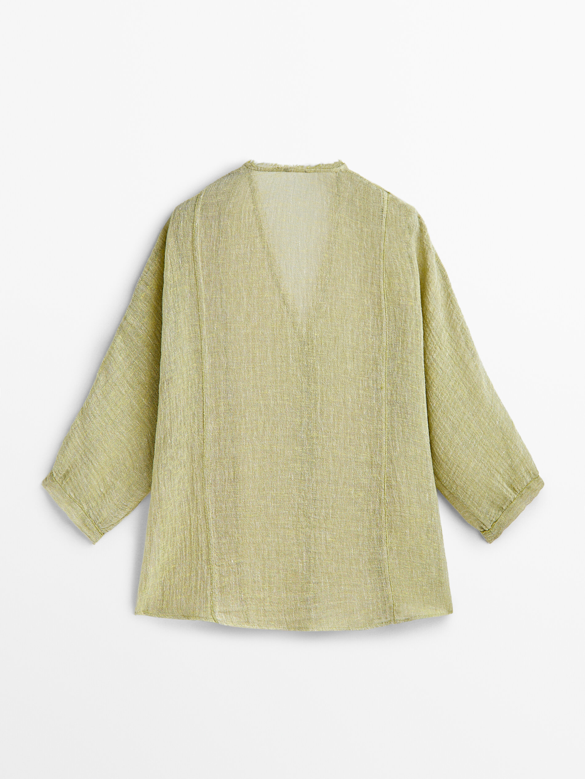 Camisa mezcla lino acabado gofrado - Piedra