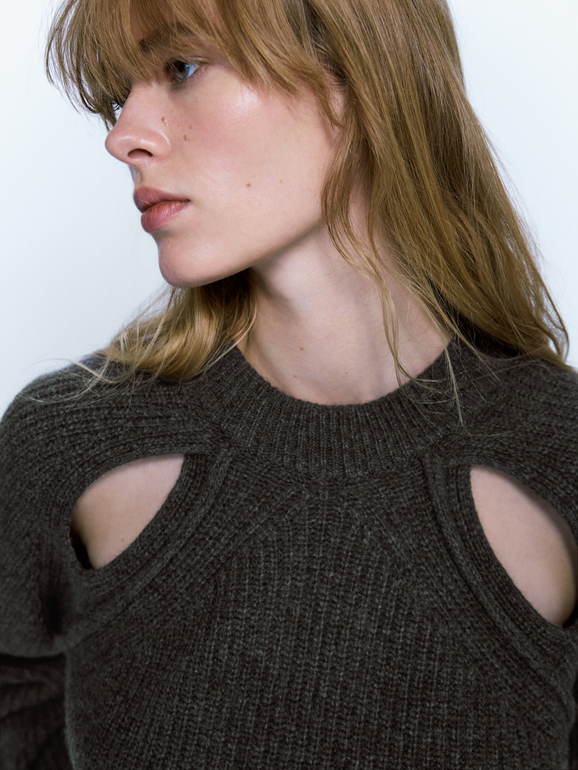 Jersey punto perlado cut out - GRISMEDIO