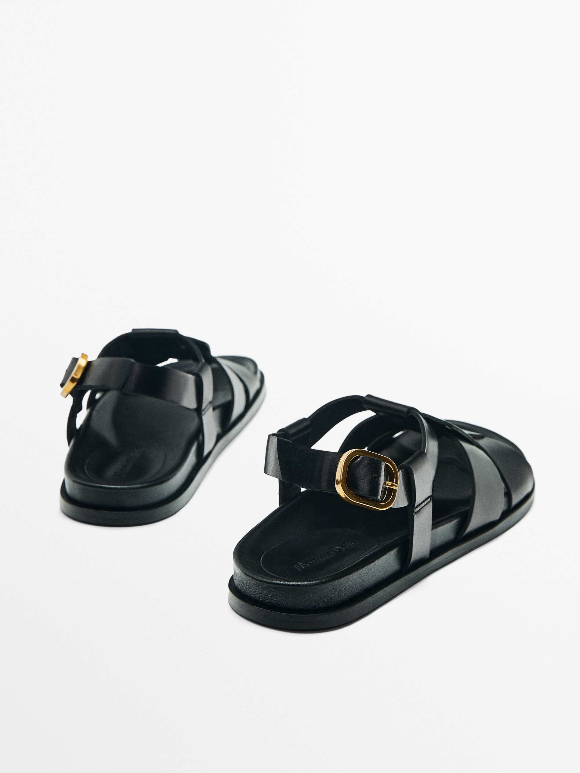 Sandalia plana tiras anchas - NEGRO