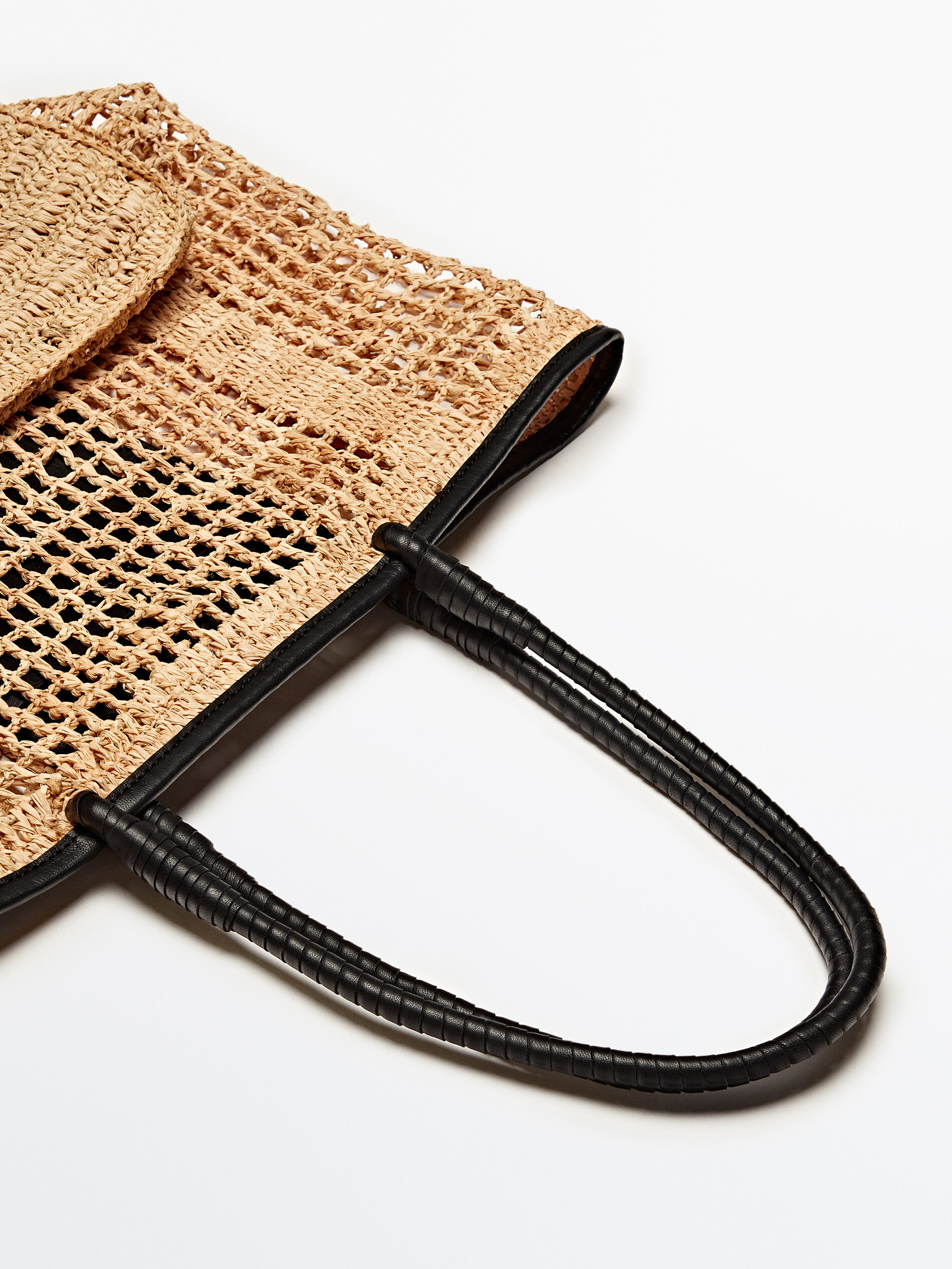 Bolso shopper rafia calado - BEIGE