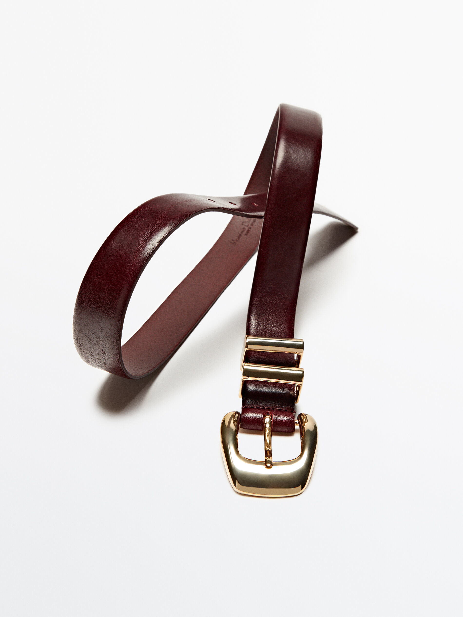 Cinturón piel doble pasador - BURDEOS