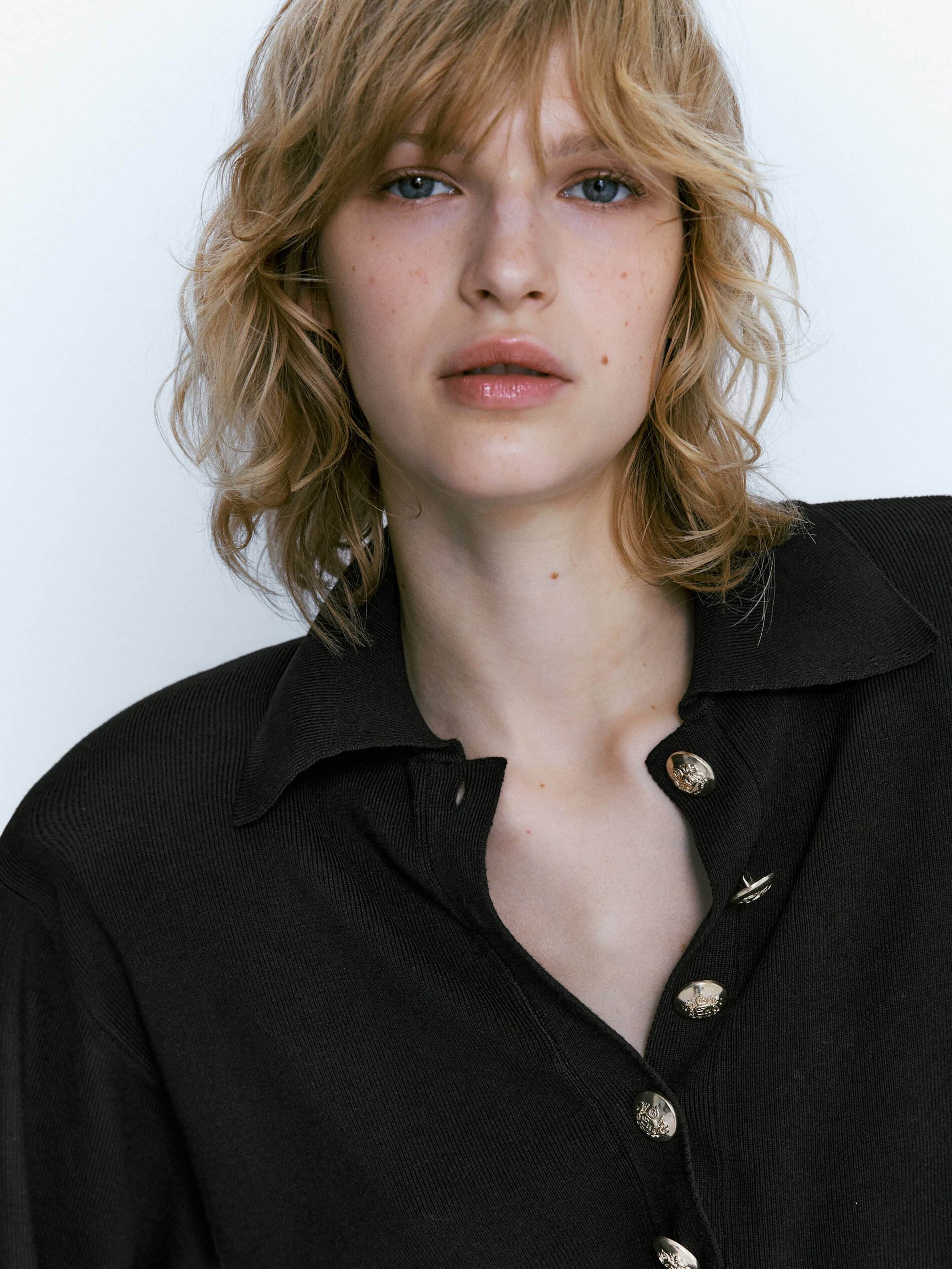 Jersey polo botones con hombreras - NEGRO