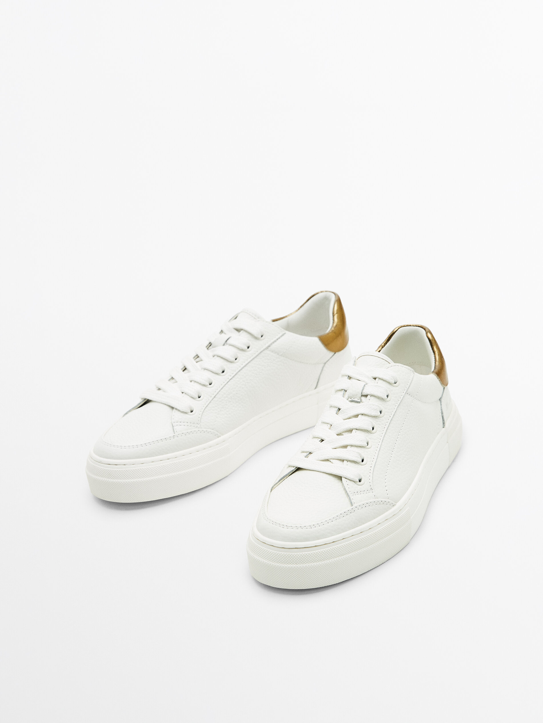 Deportivo piel talón laminado - BLANCO