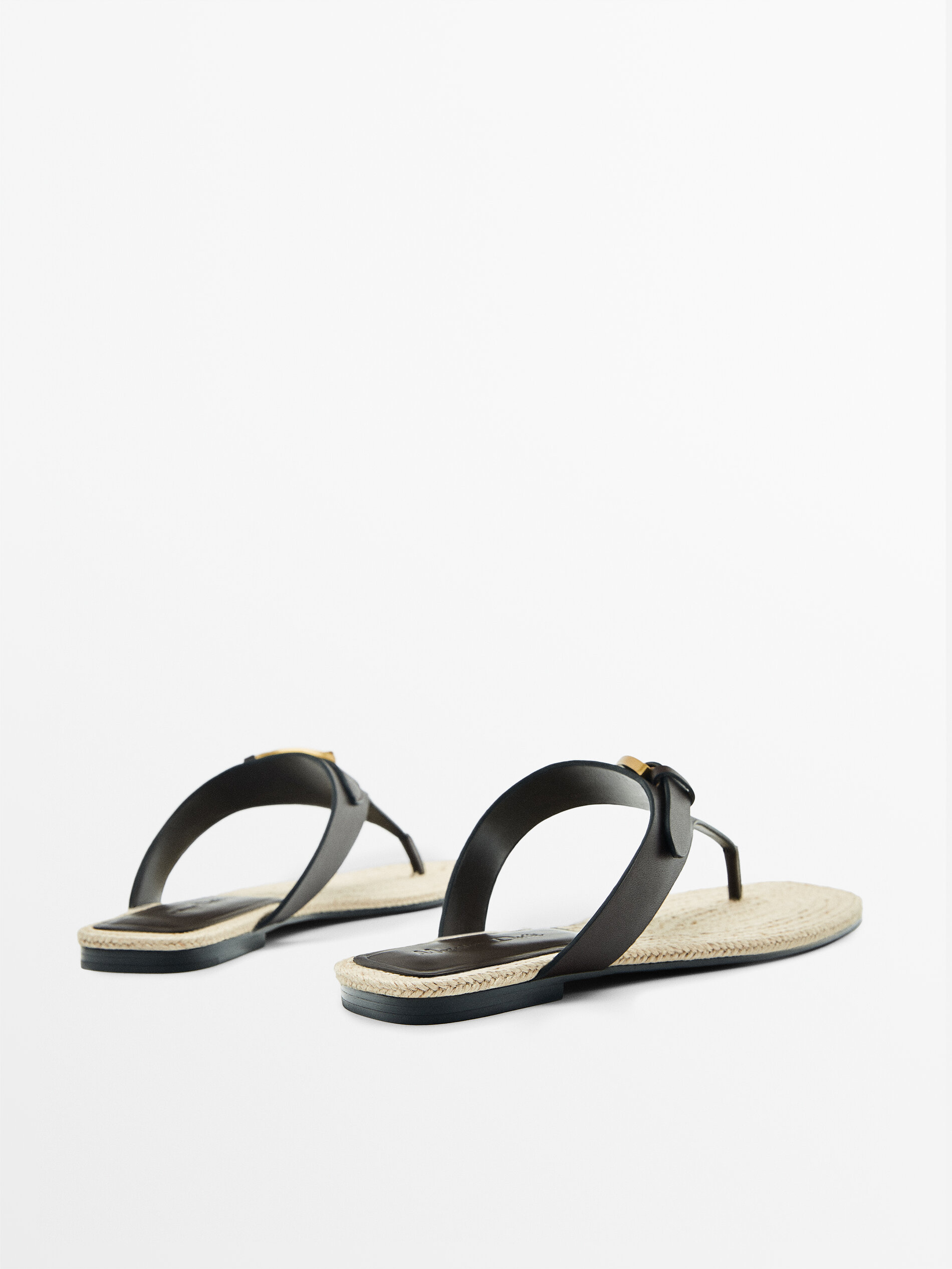 Sandalia plana yute - MARRÓN