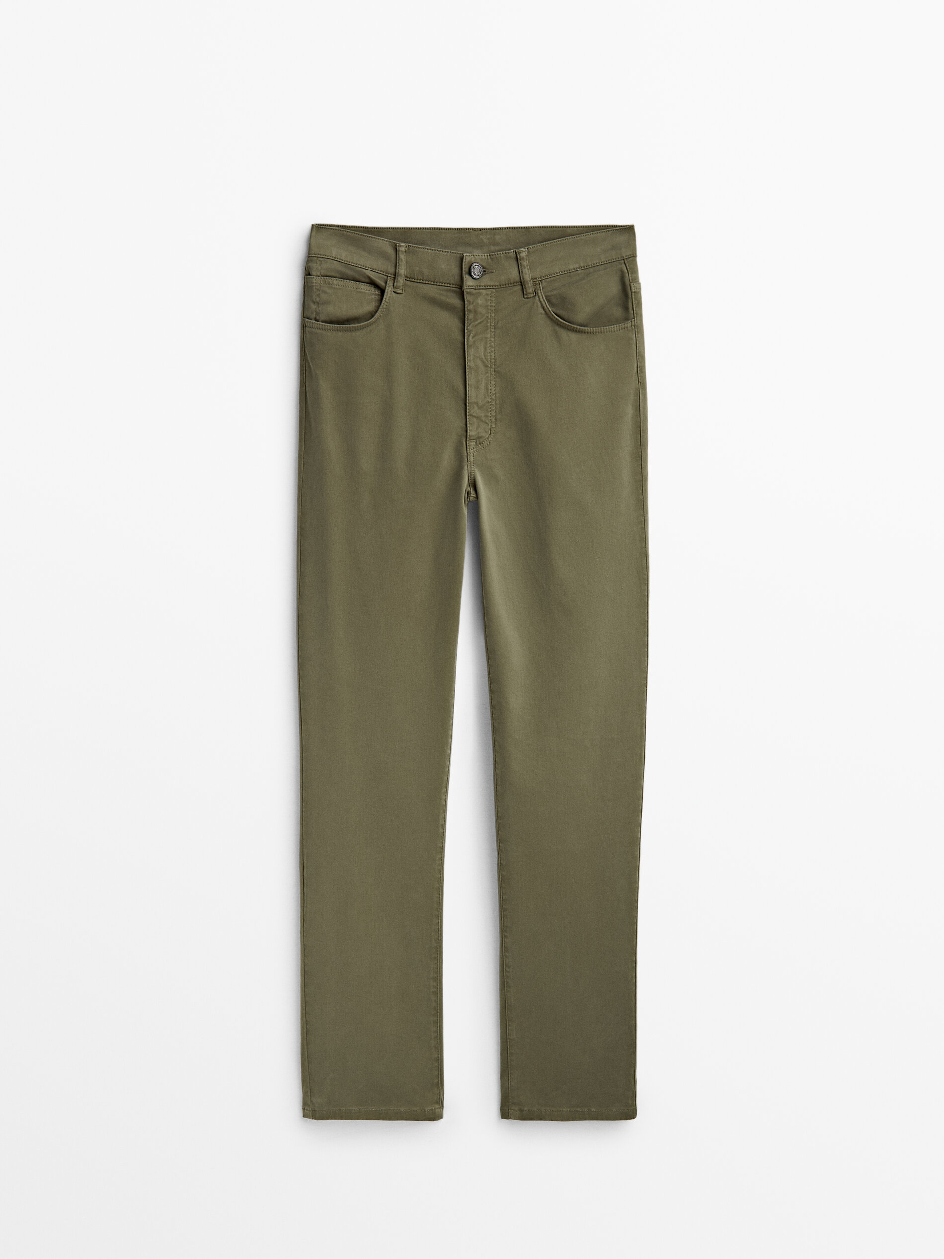 Pantalón tiro medio slim cropped - KAKI