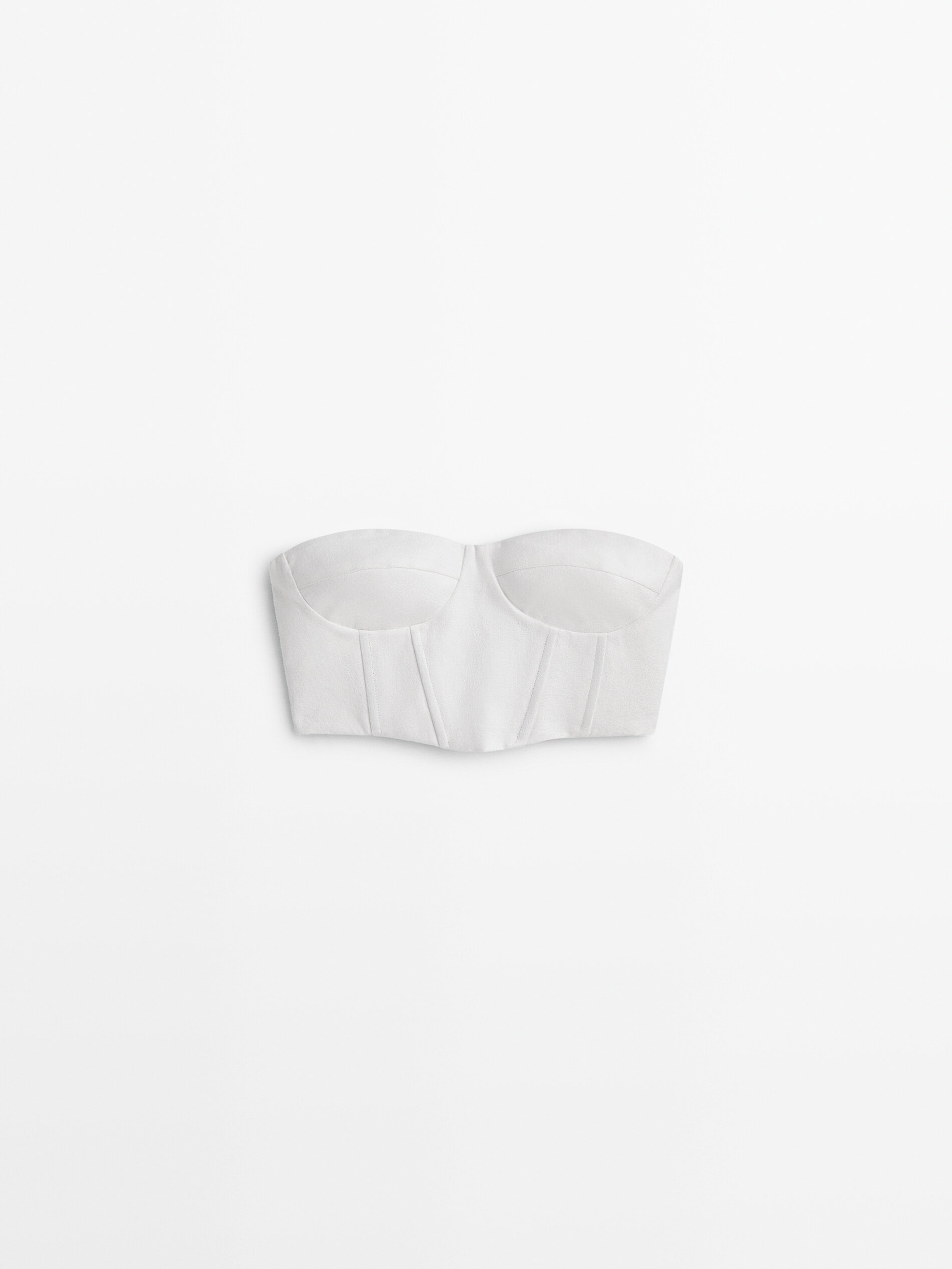 Top bustier lino jacquard -Studio - BLANCO