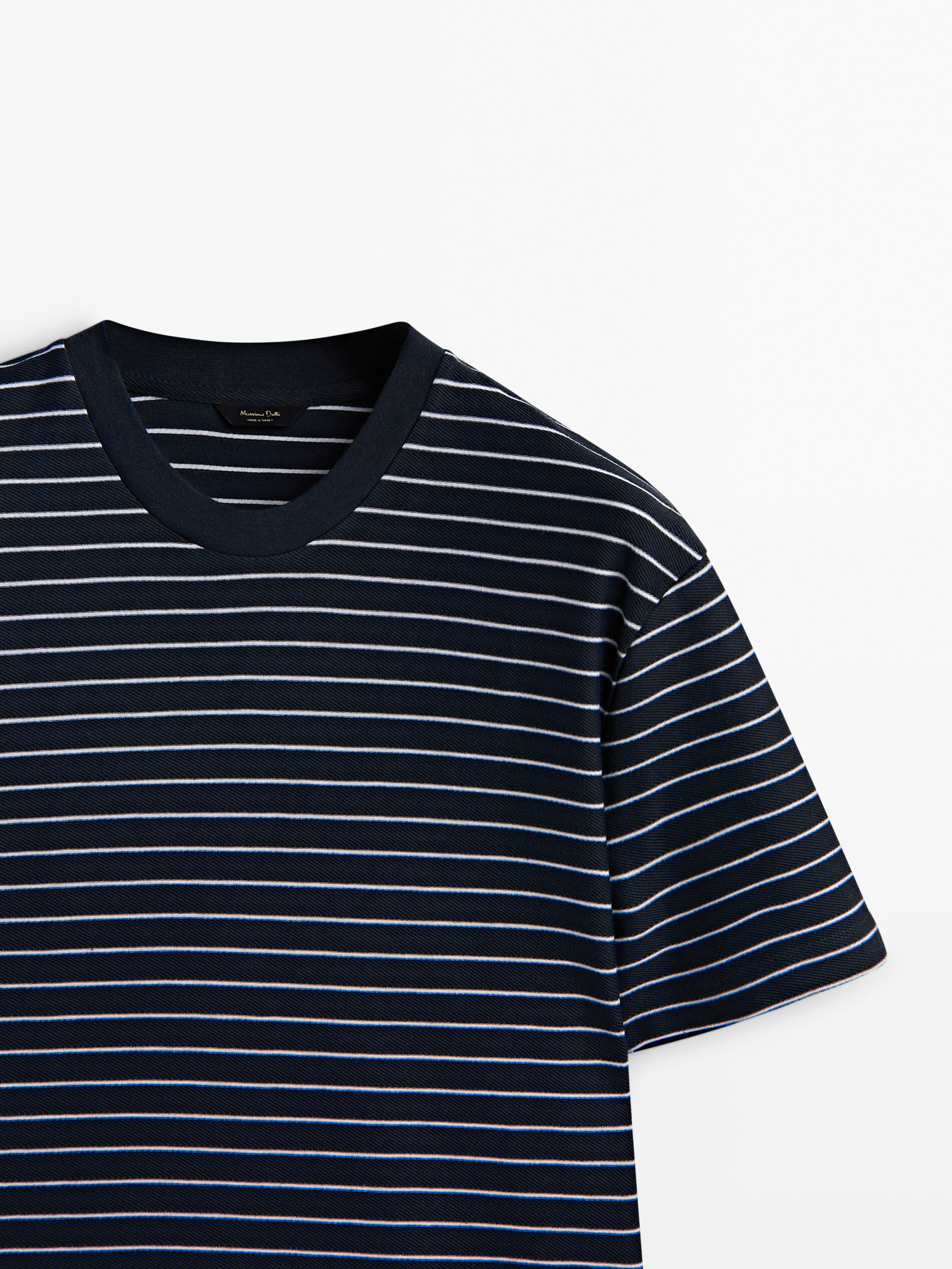 Camiseta rayas manga corta algodón - AZUL MARINO