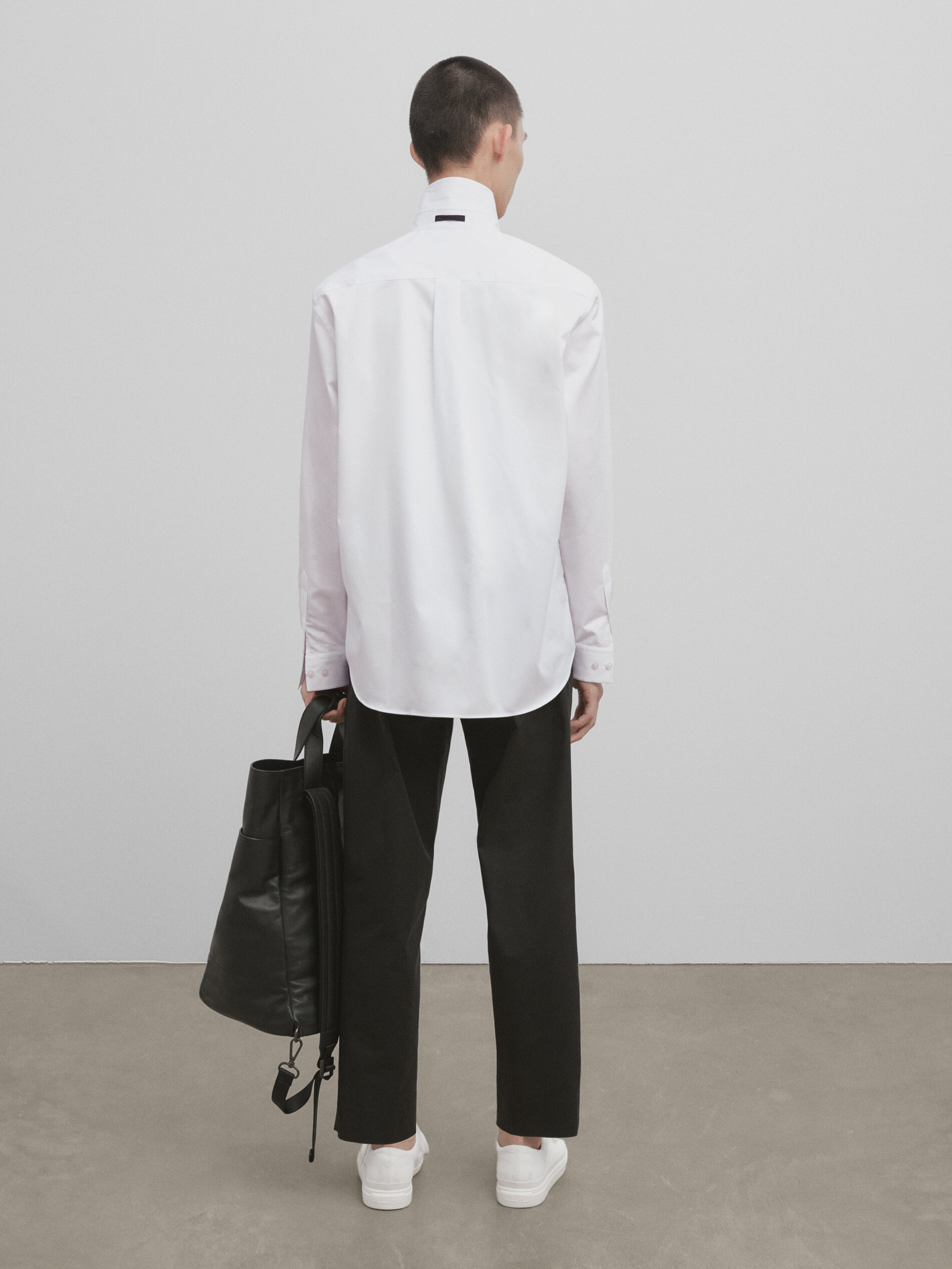 Camisa algodón relaxed fit -Studio - BLANCO