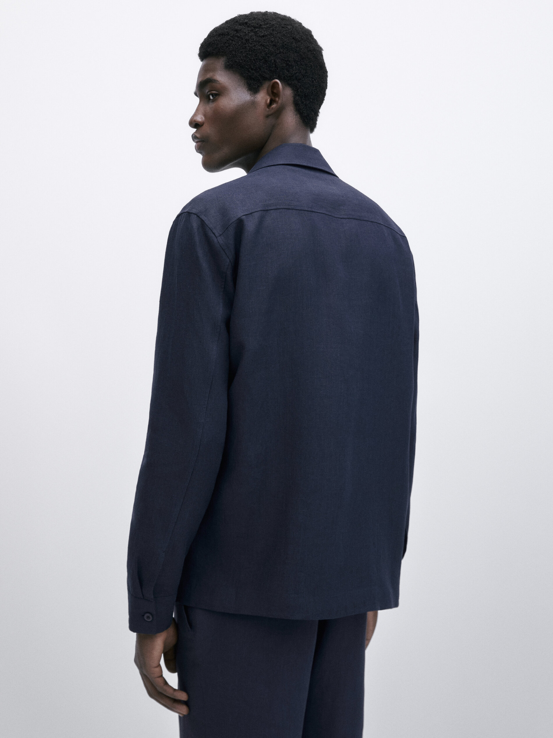 Sobrecamisa 100% lino -Studio - AZUL MARINO