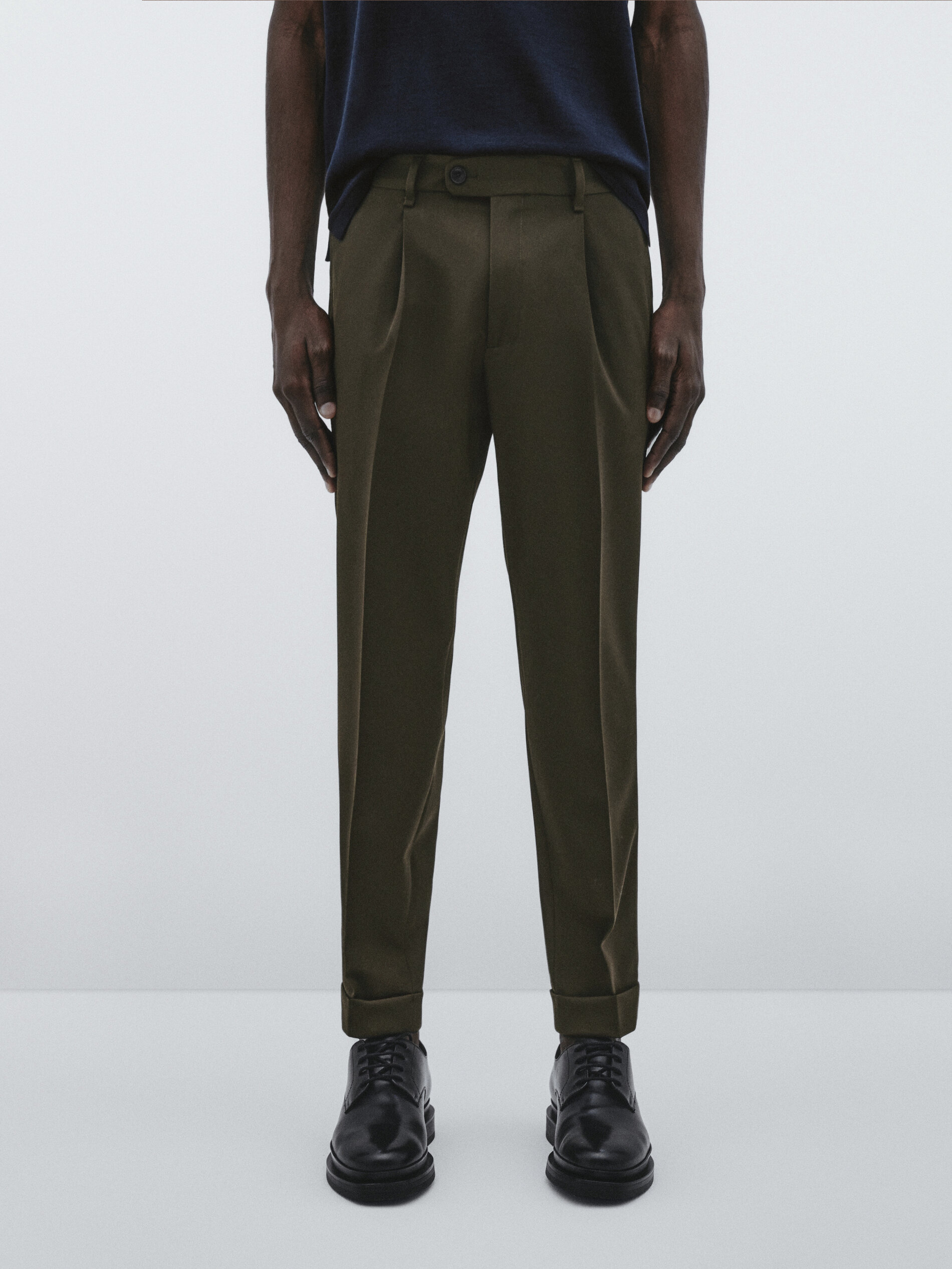 Pantalón traje lana técnica -Studio - KAKI