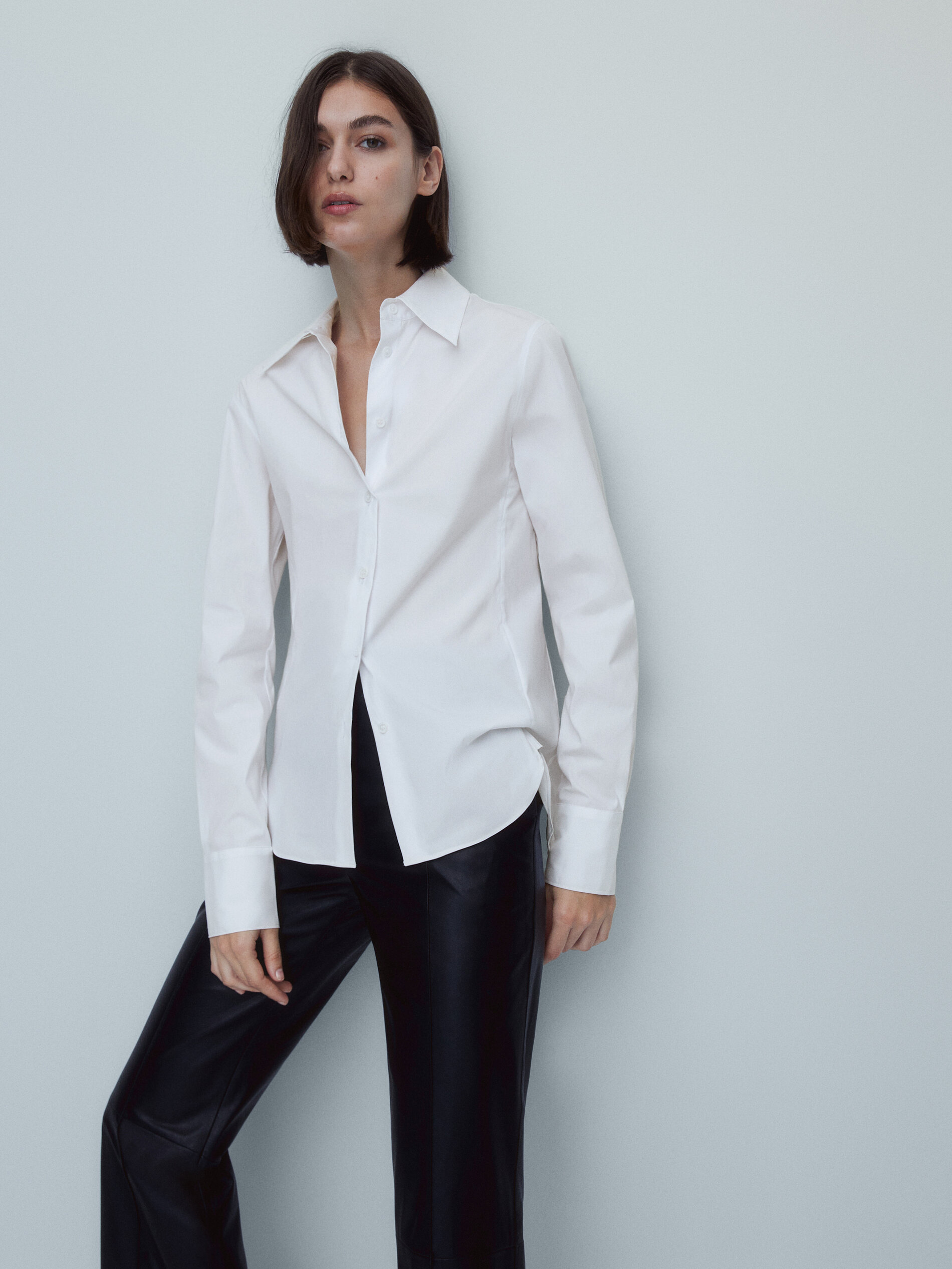 Camisa popelín stretch - BLANCO