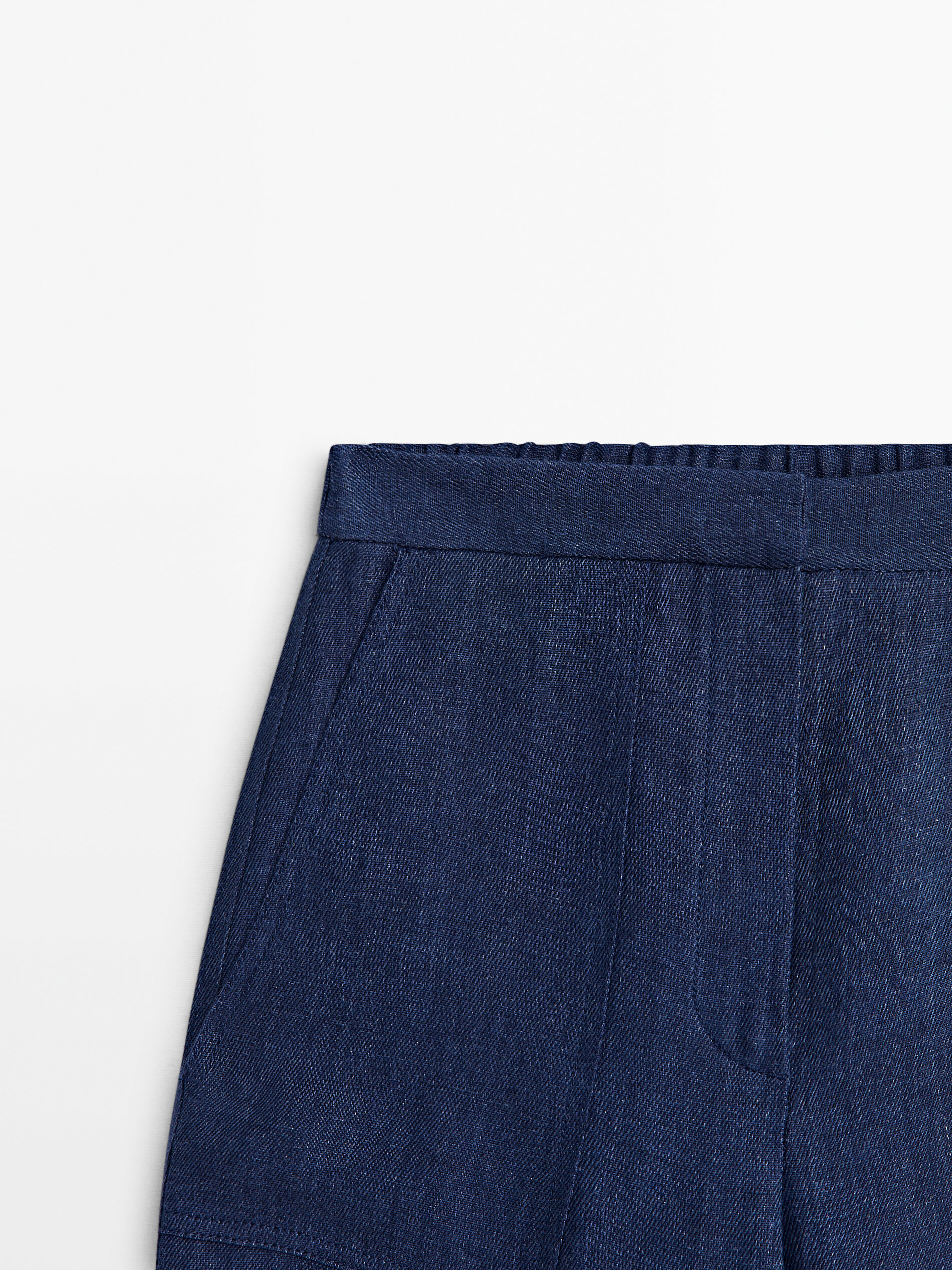 Pantalón conjunto lino efecto denim - AZUL MARINO