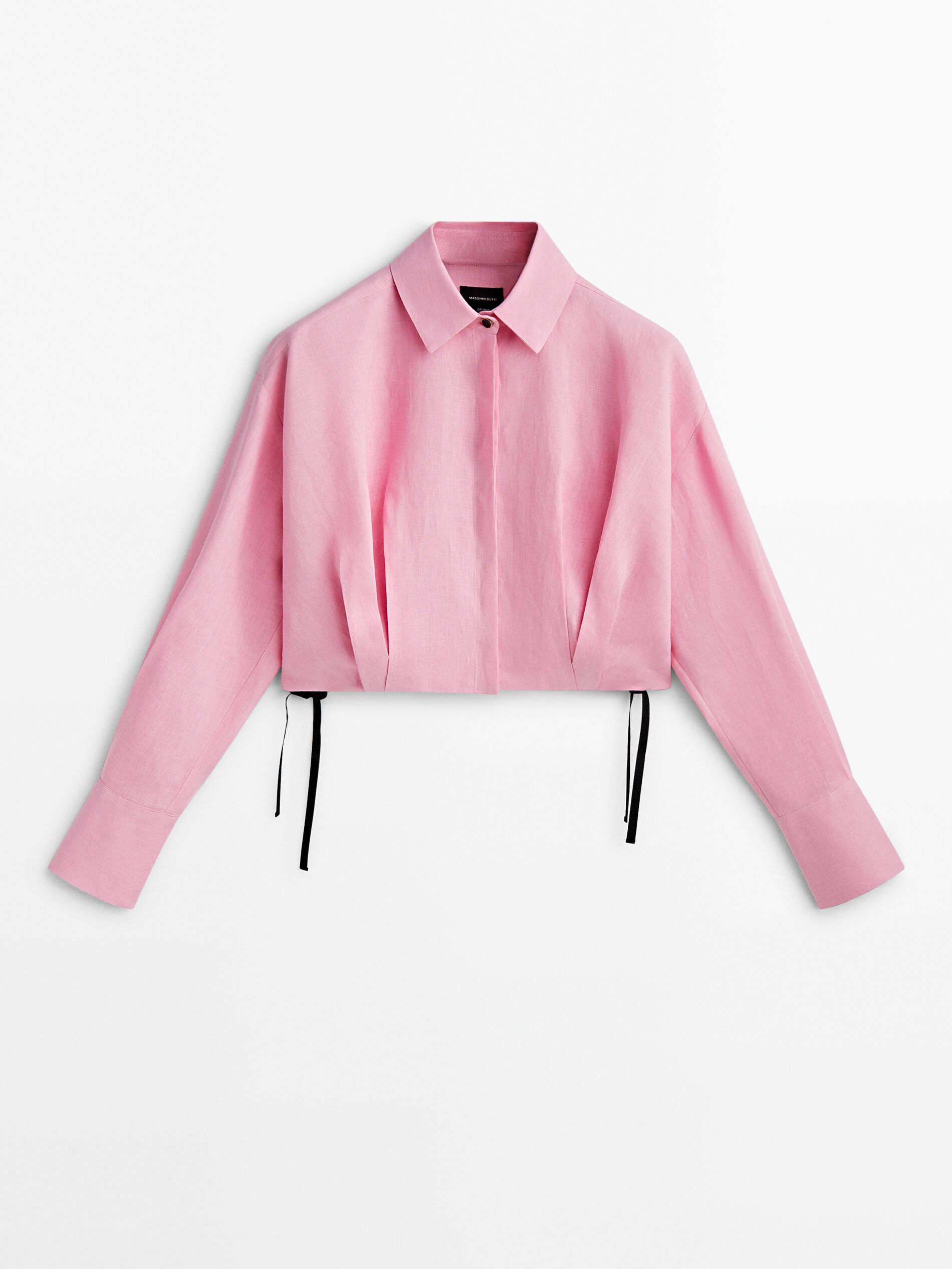 Camisa crop lino -Studio - ROSA