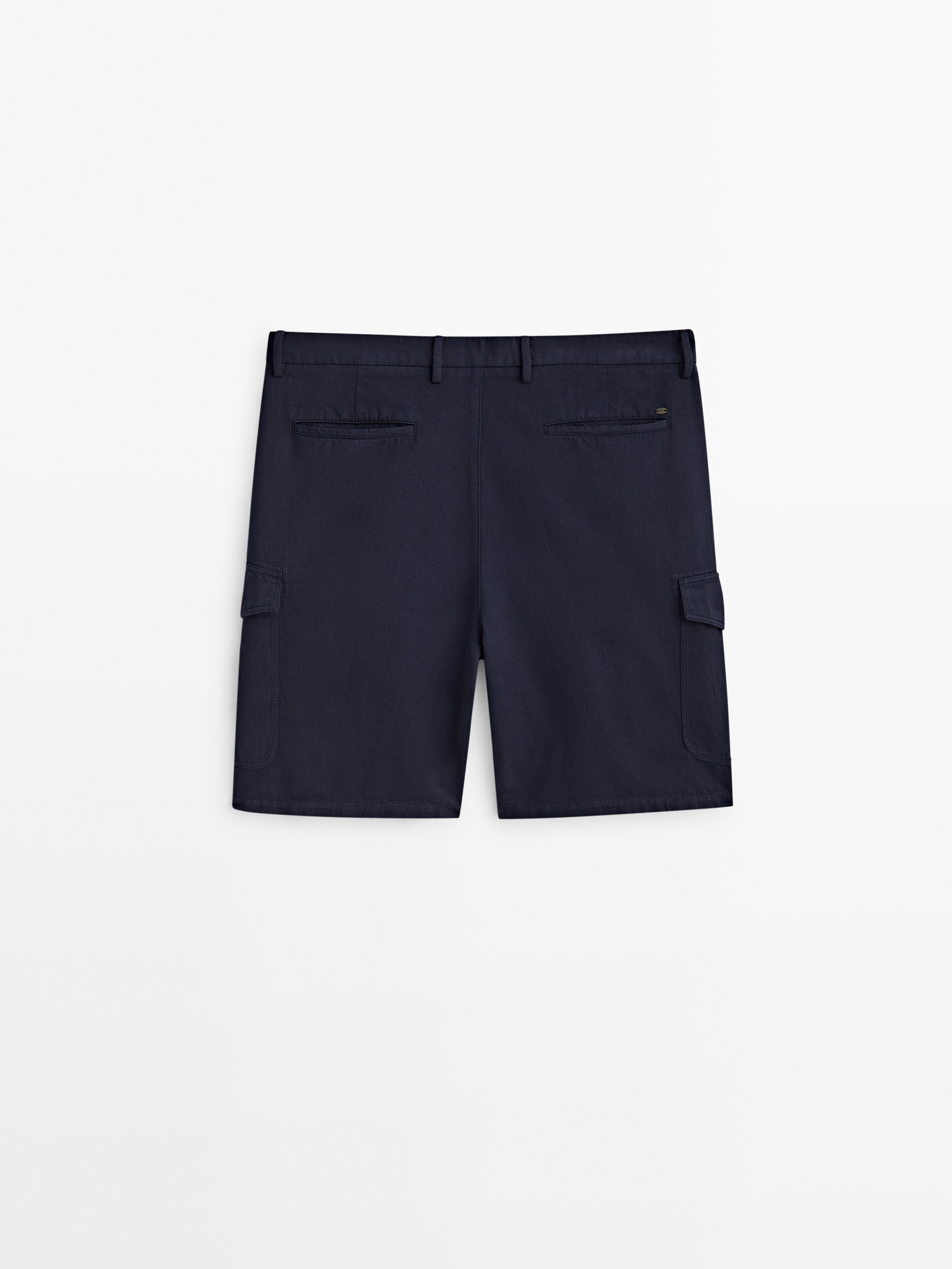 Bermuda cargo mezcla algodón lino - AZUL MARINO