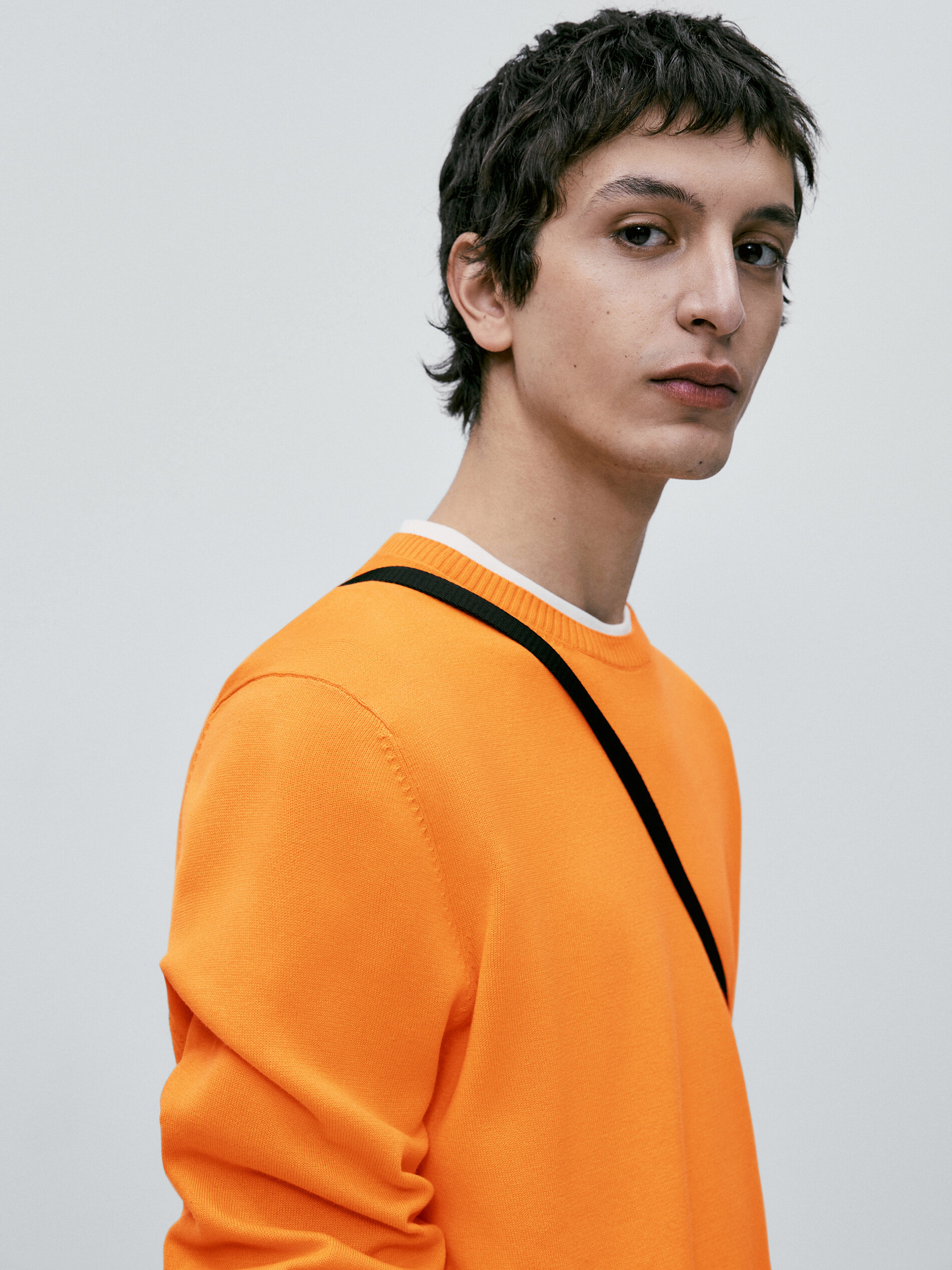 Jersey cuello redondo 100% algodón - TONO NARANJA