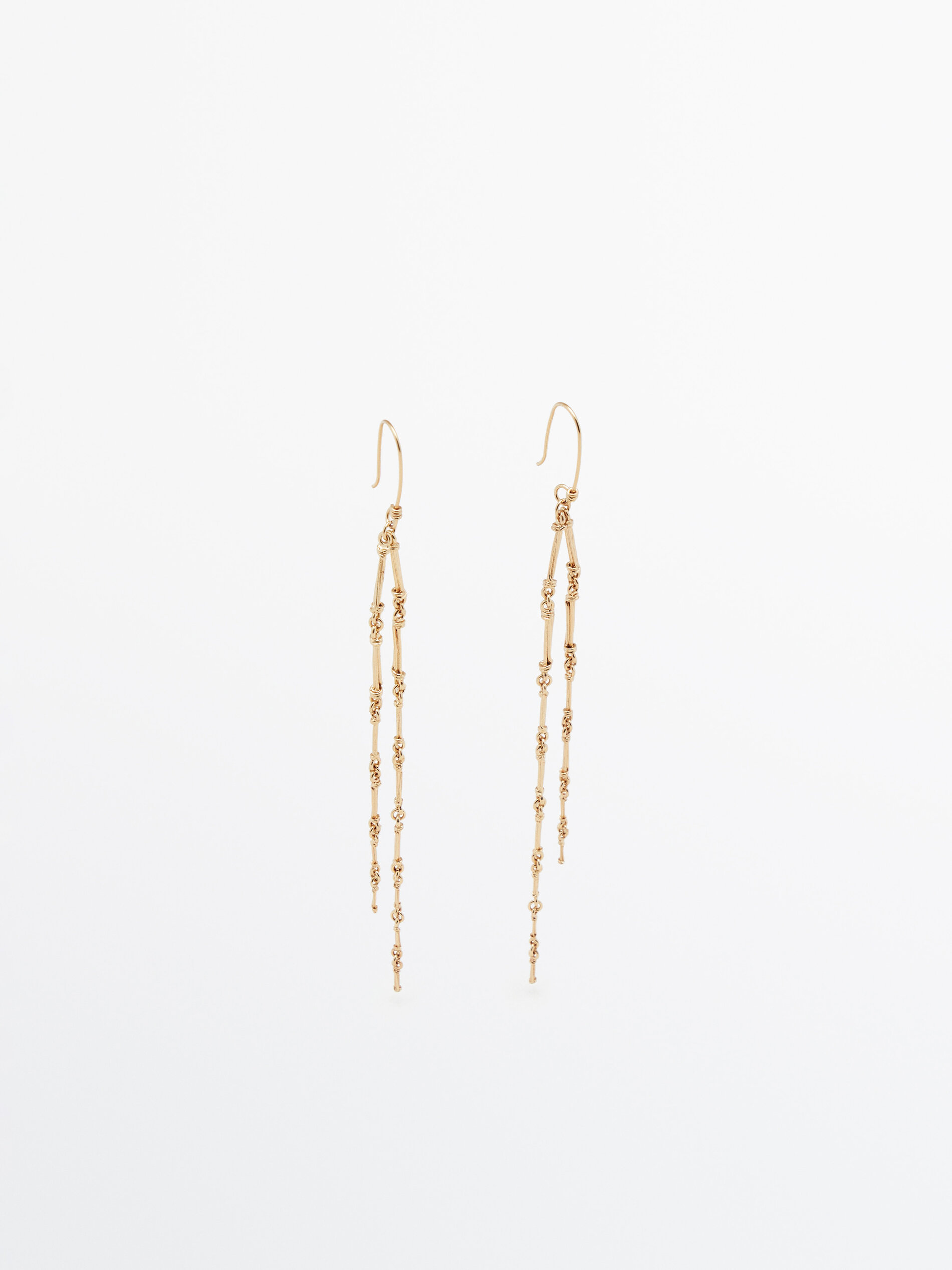 Pendientes largos cadena barras baño oro - DORADO