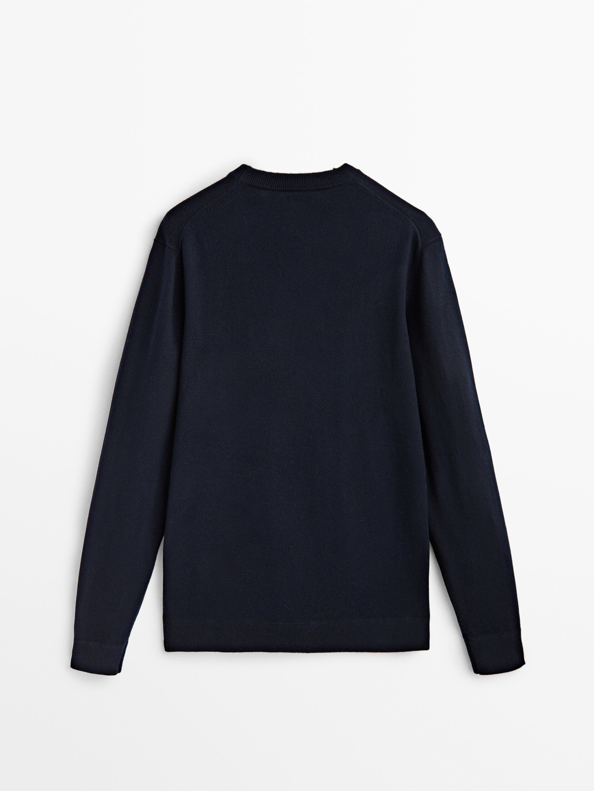 Jersey cuello redondo con lana y algodón - AZUL MARINO