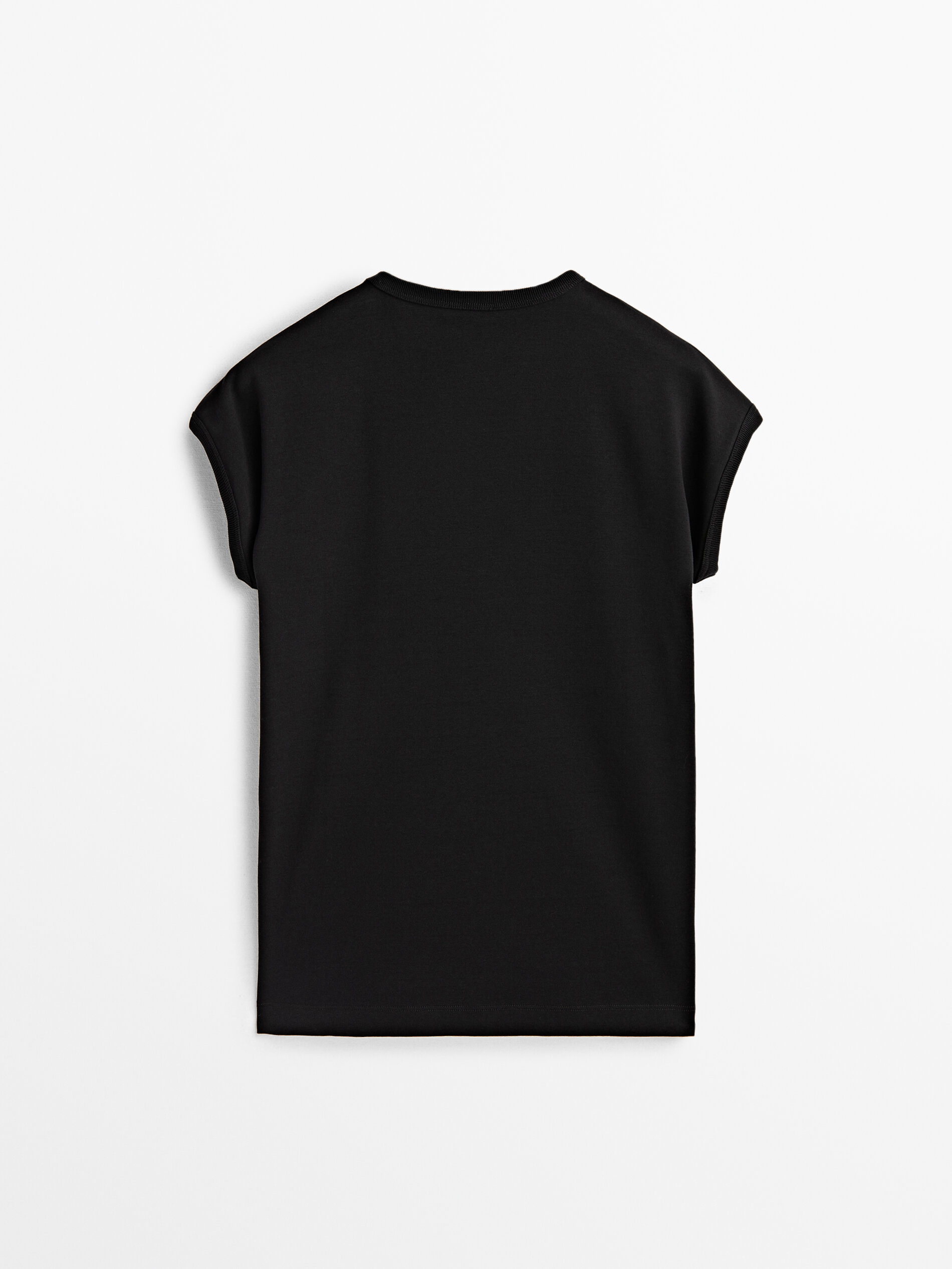 Camiseta manga caída algodón - NEGRO