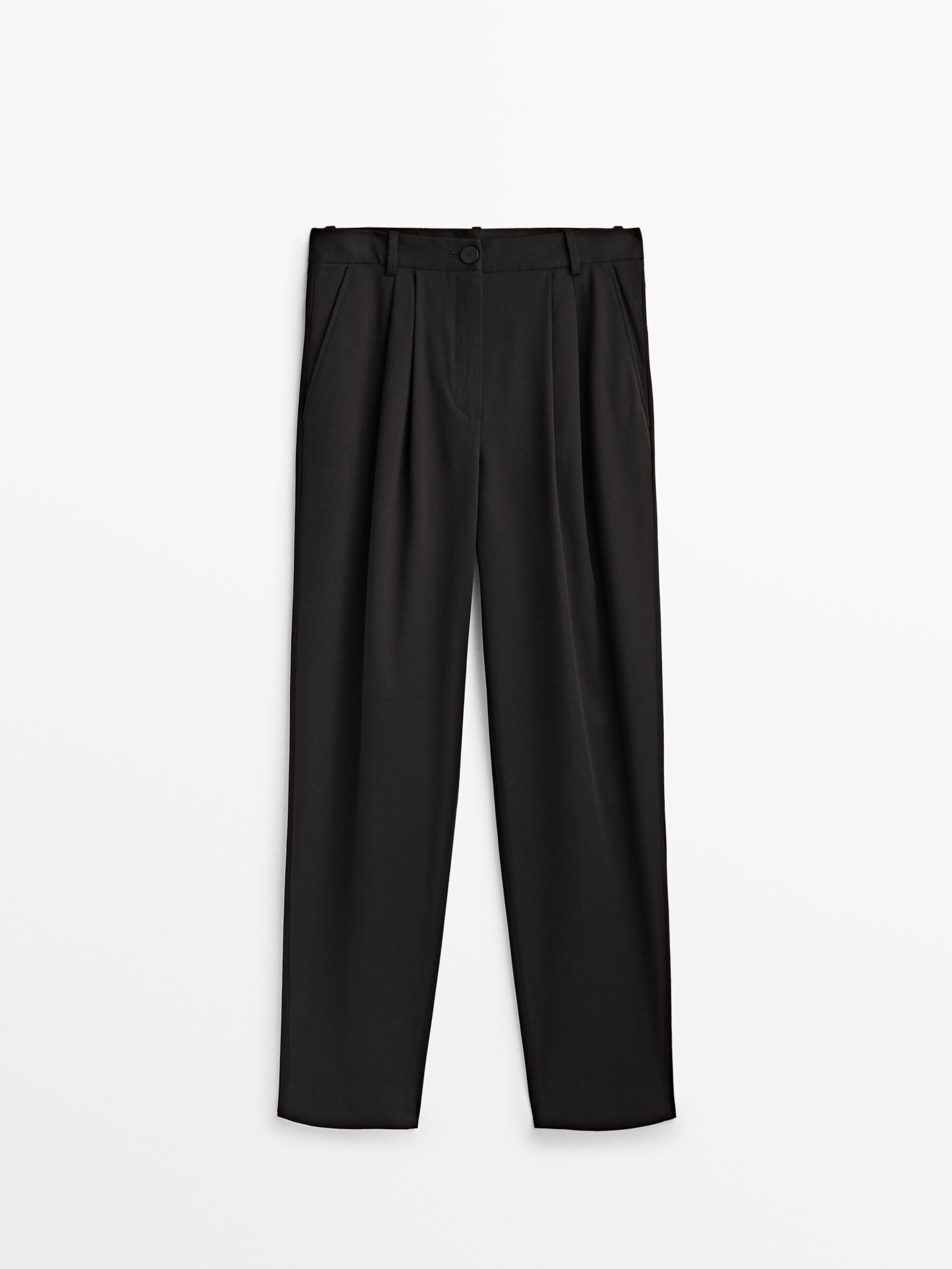 Pantalón pinzas mezcla algodón - NEGRO